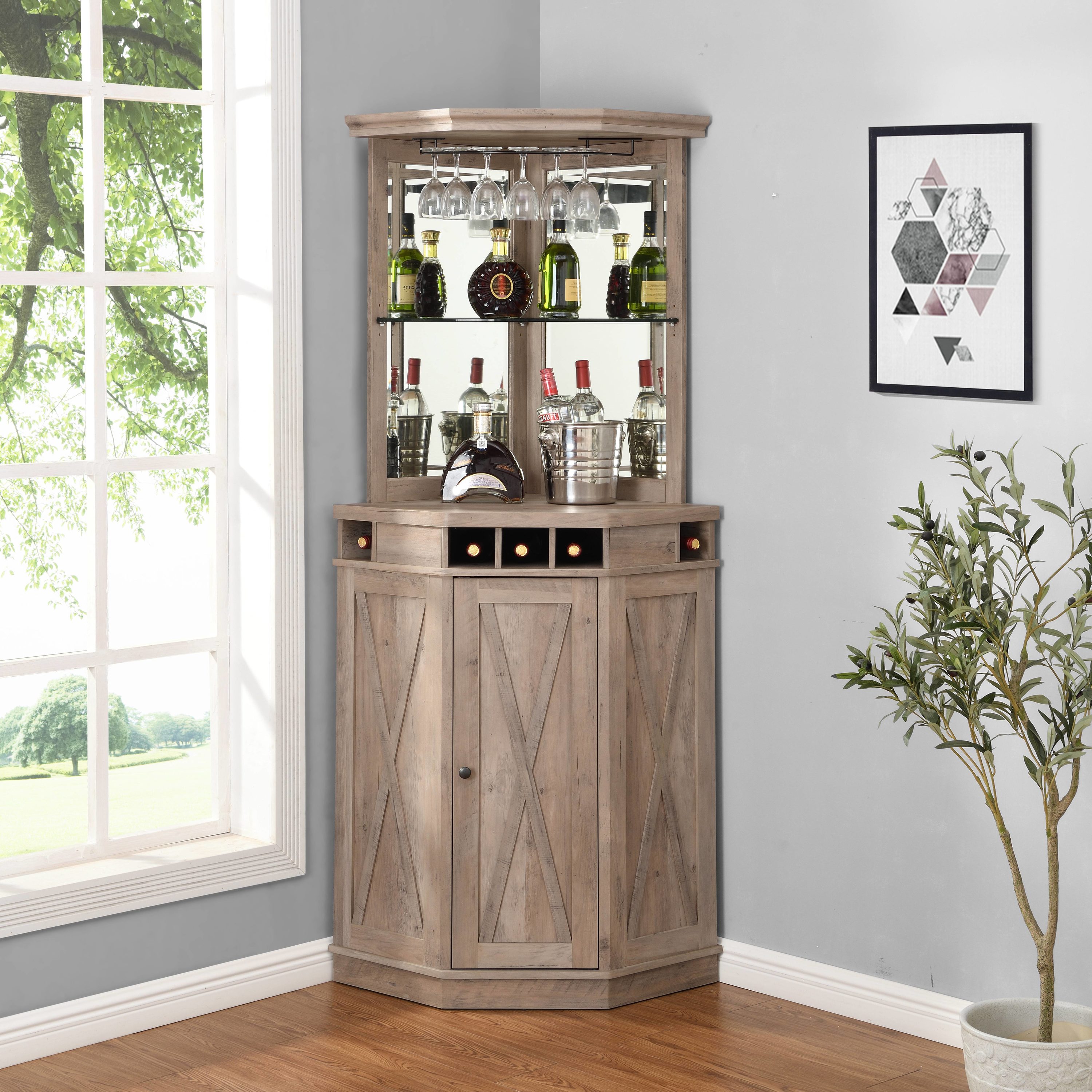 Home Source Industries 31.5-in x 73-in Gray Rectangle Bar Cabinet in ...