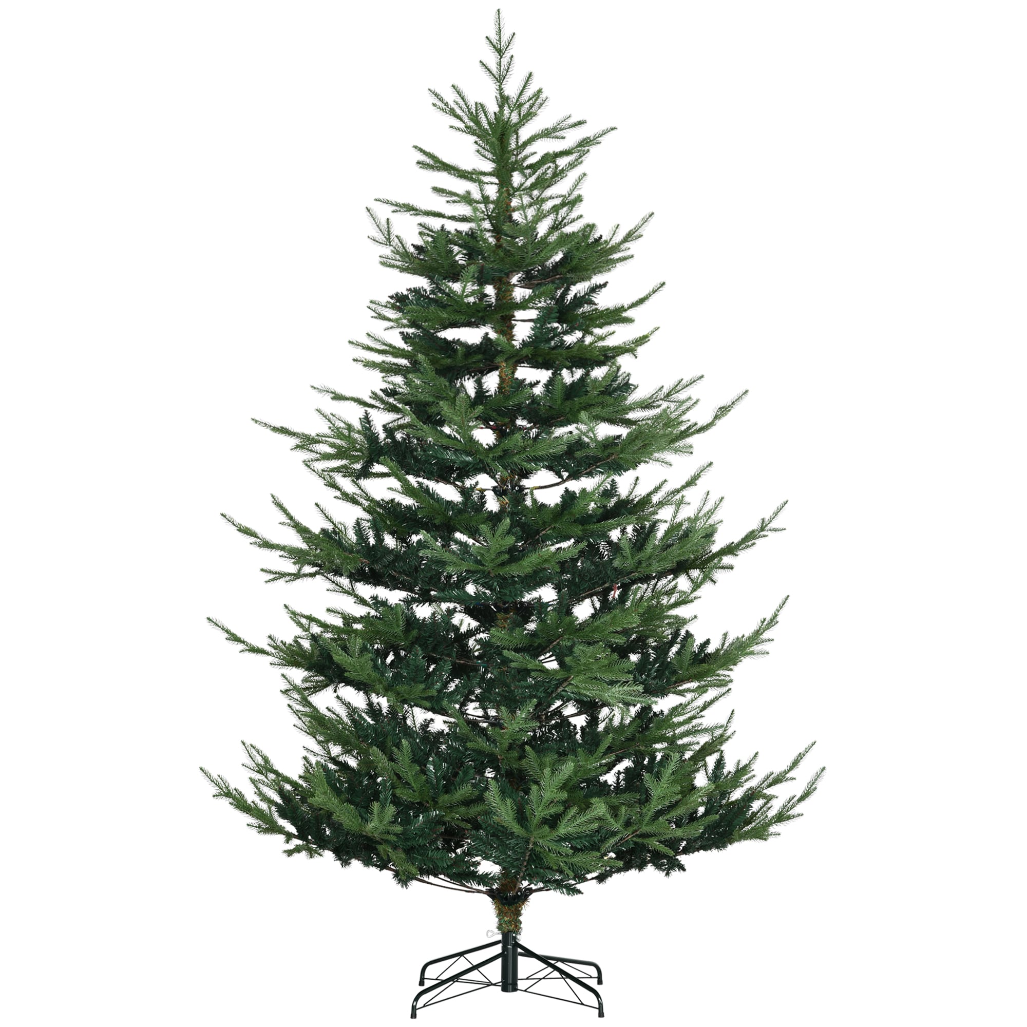 HomCom 830-577V02GN 7.5 Foot Artificial Christmas Tree Nordic Pine Hinged Xmas Tree with 1218 Realistic Branches Wide Steel Base Auto Open Green