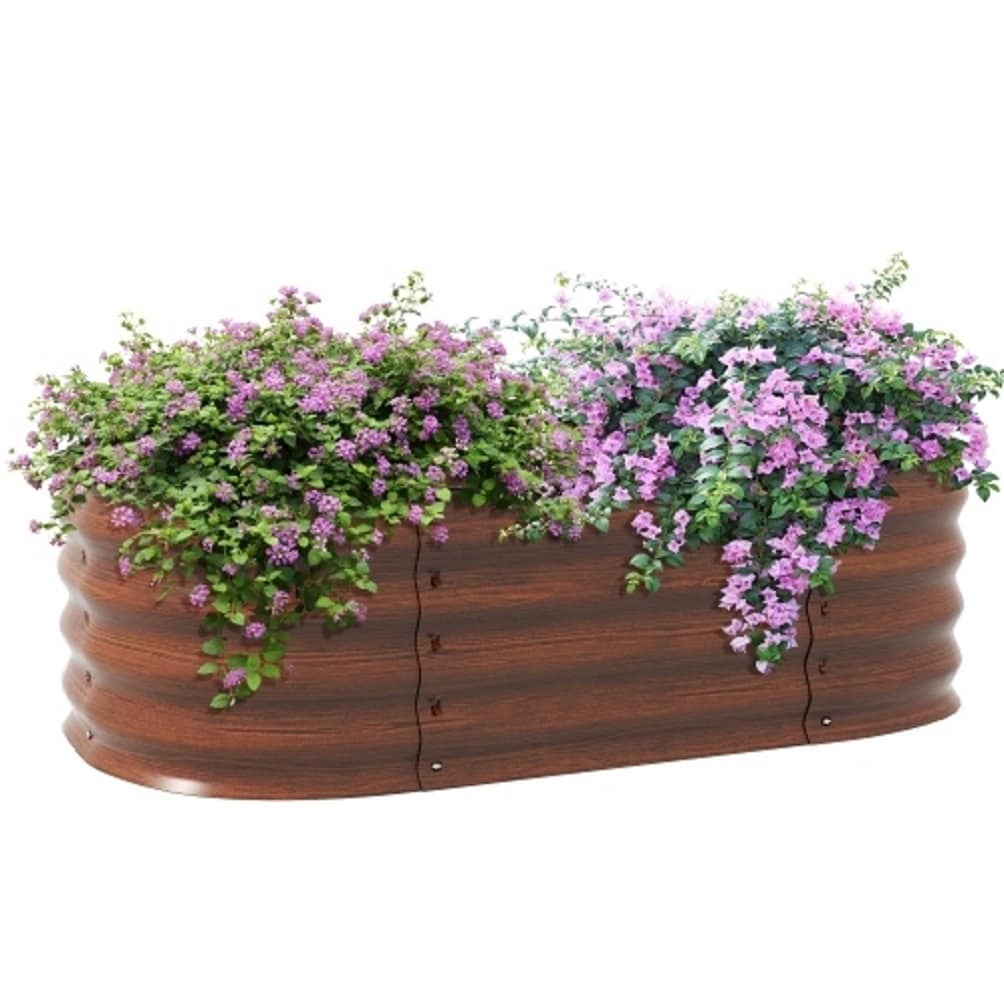 ZAKLOOP WU2225P174436 24.5-in W x 41.25-in L x 11.75-in H Brown Metal Raised Garden Bed