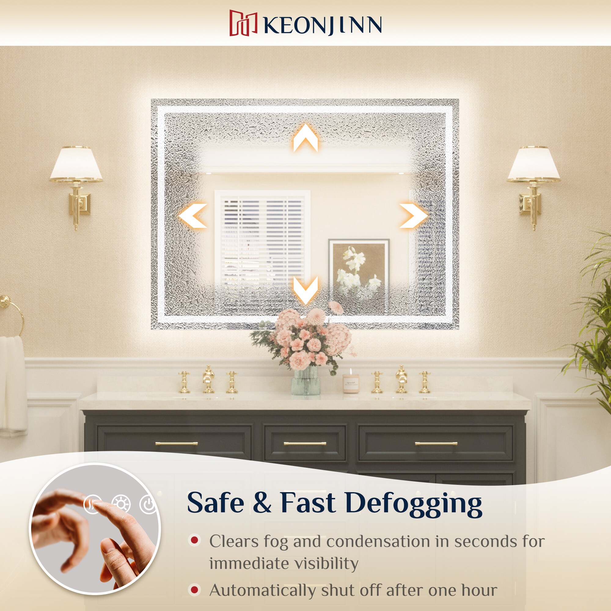 Modern Rectangular Frameless LED Bathroom Vanity Mirror
