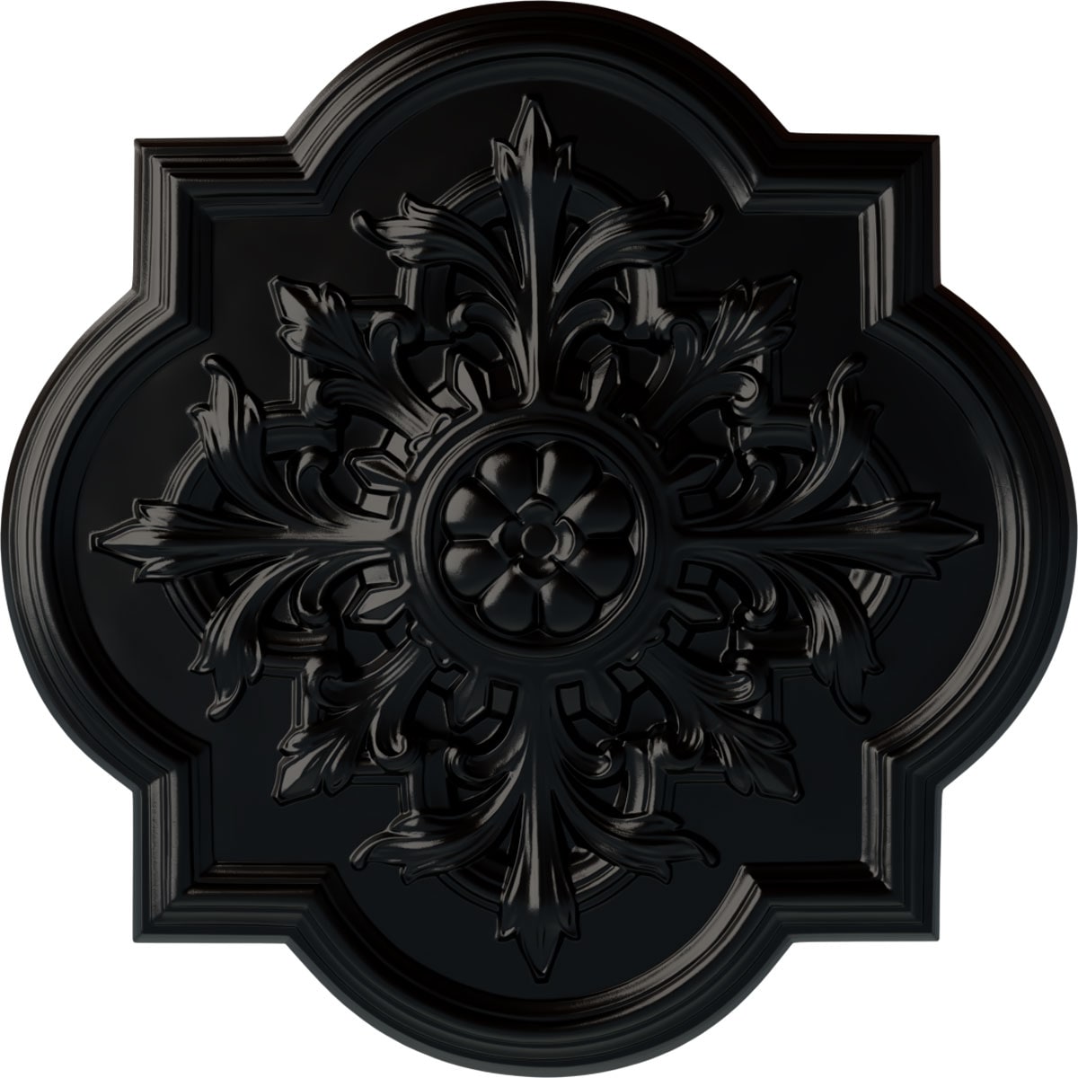 Ekena Millwork CM34BOBLF Bonetti 31.25-in W x 31.25-in L Painted Jet Black Polyurethane Whole Ceiling Medallion
