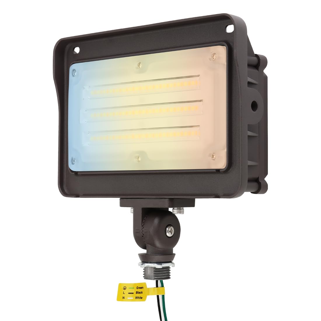 Oyezvary  LED Flood Light Outdoor 50W 40W 30W Selectable 6500 Lumen 3000K 4000K 5000K Dusk to Dawn Photocell IP65 Adjustable Knuckle Mount 1 Pack