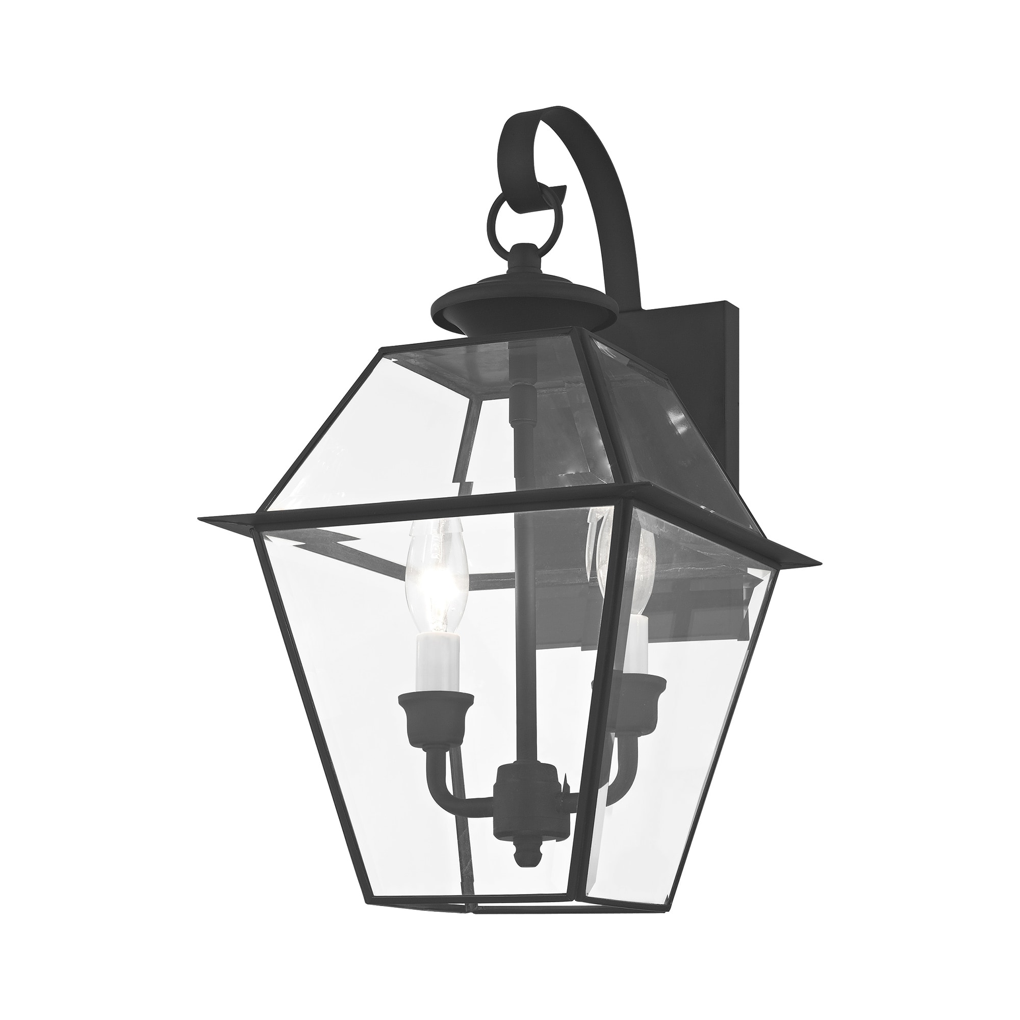 Charleston Elegance Black Brass Outdoor Lantern with Clear Beveled Glass