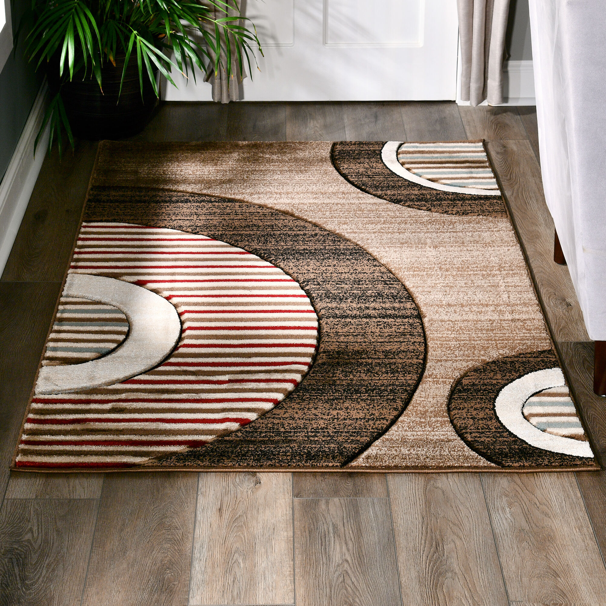 MDA Rugs GM4323 Glamour 2 x 3 (ft) Polypropylene Brown/Burgundy Rectangular Indoor Geometric Area rug