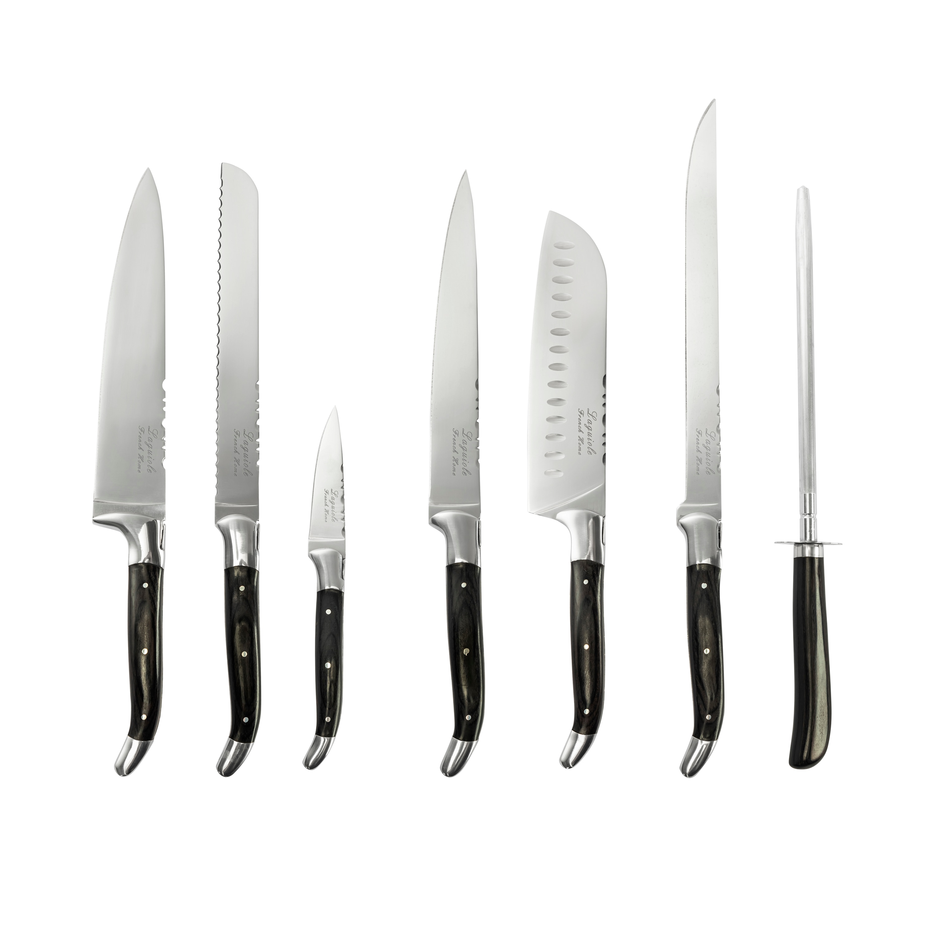 Kitchen Knife 7 Piece Black Sharp Set for Kitchen Stainless Steel Magnetic  Strip