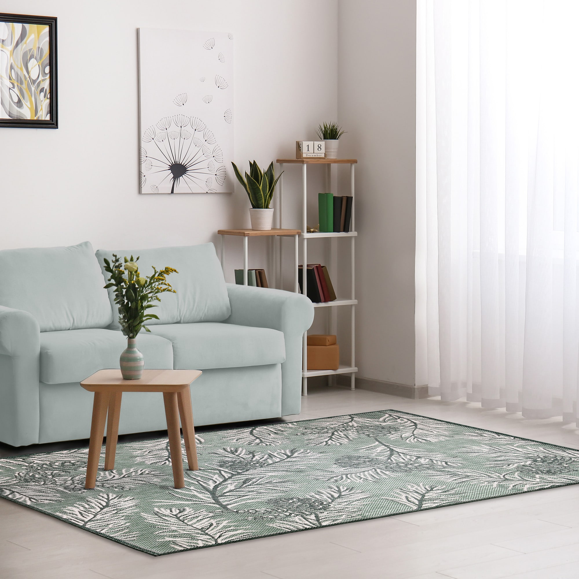 Liora Manne MAU45823406 Malibu 3 x 5 (ft) Loomed Polypropylene Green Rectangular Indoor/Outdoor Floral/Botanical Area rug