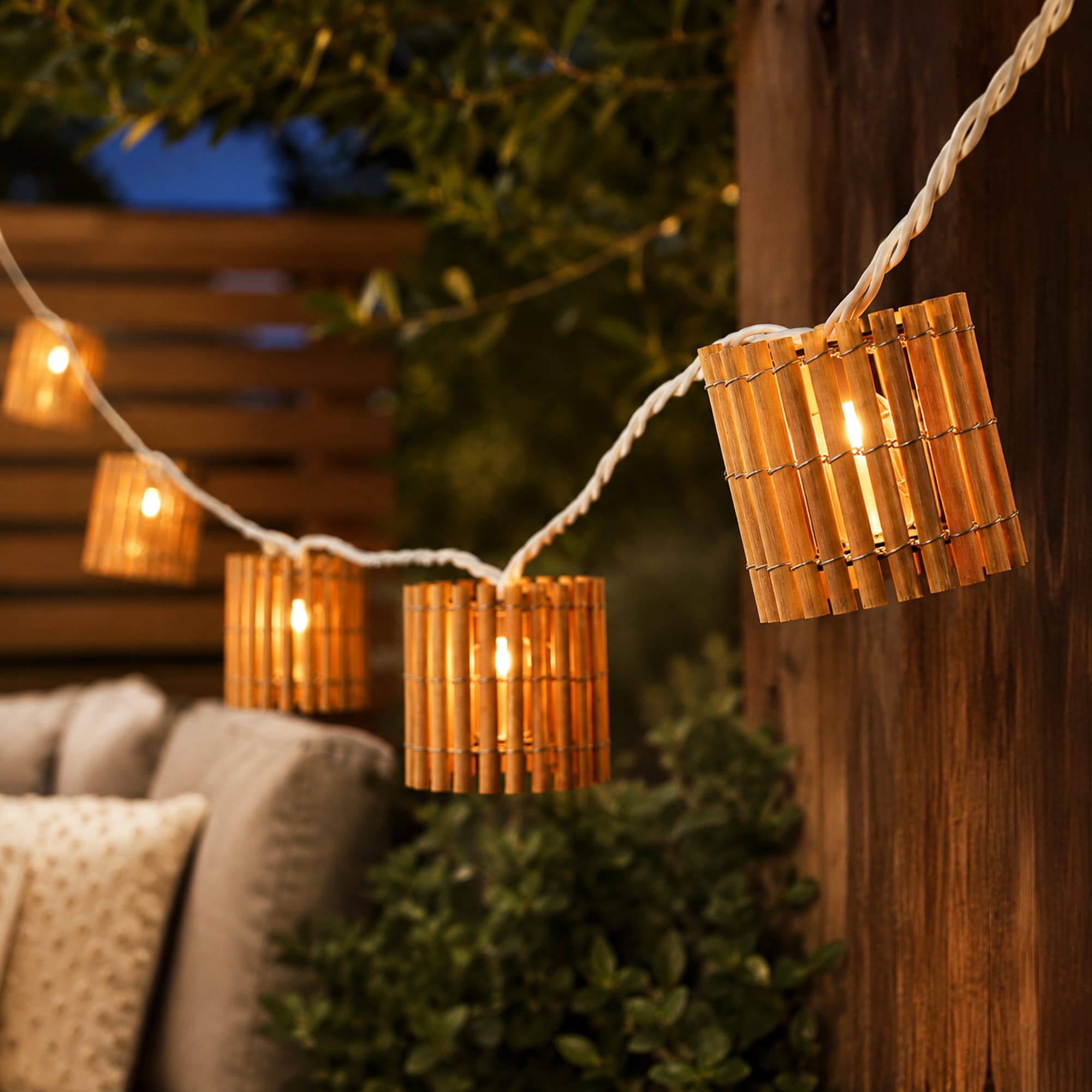 Northlight Tropical Bamboo Indoor Outdoor Patio String Light Set - 7.5 feet White Wire - 10ct