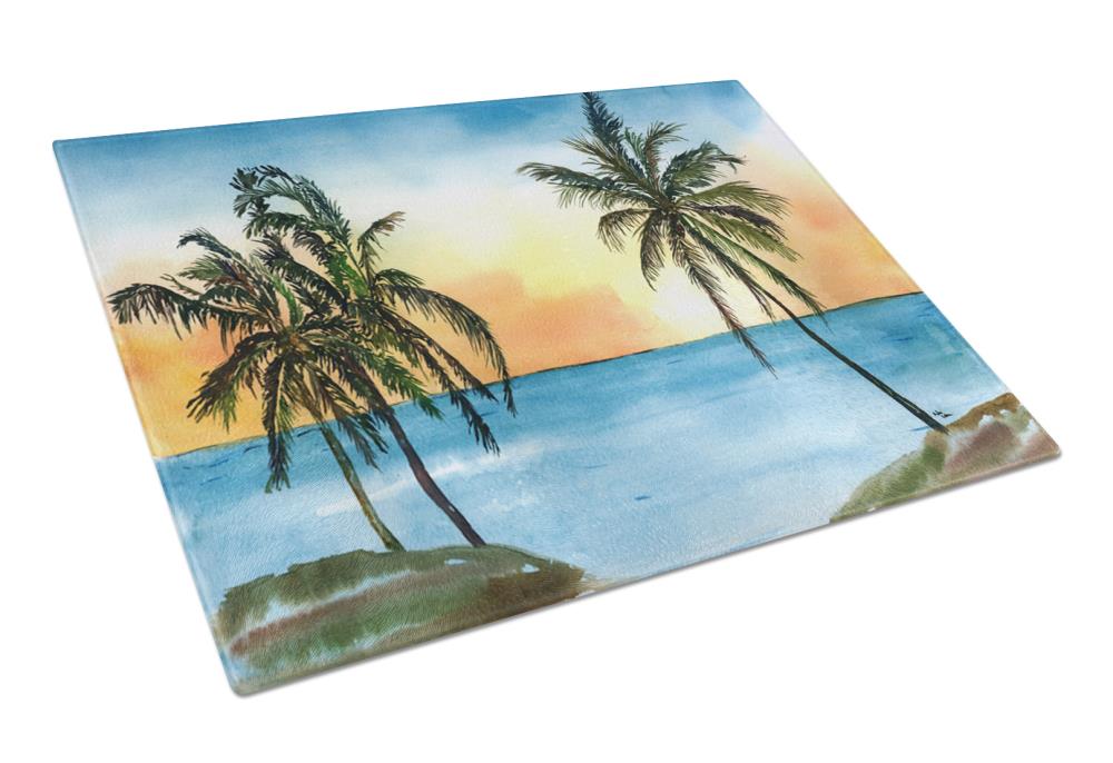 Caroline's Treasures 8551LCB Palm Tree 11.25-in L x 15.75-in W Glass Cutting Board