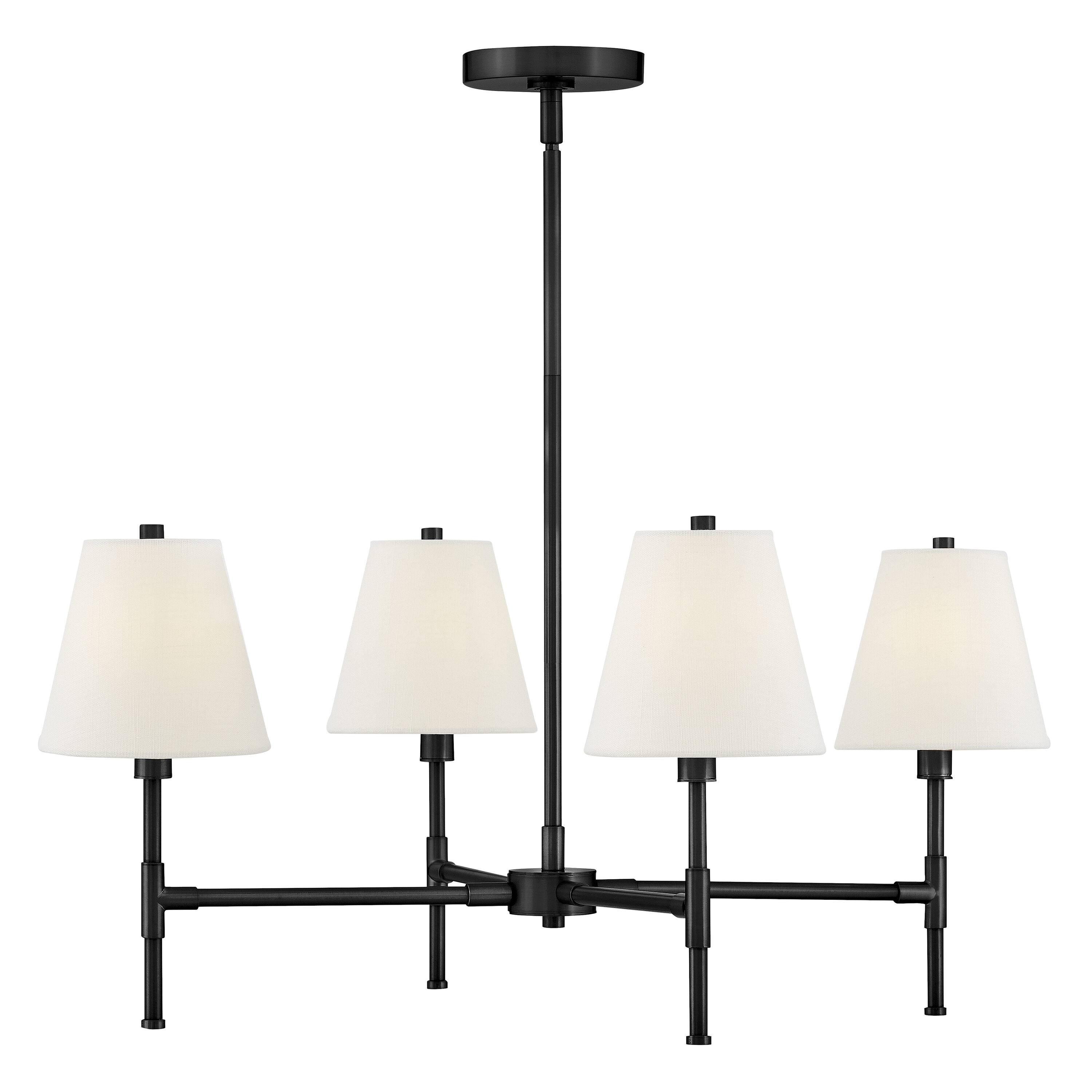 Lark 83774BK Beale 4 -Light Satin Black Traditional For Use in Bedrooms, Dining Rooms, Foyers, Kitchens, Living Rooms Chandelier