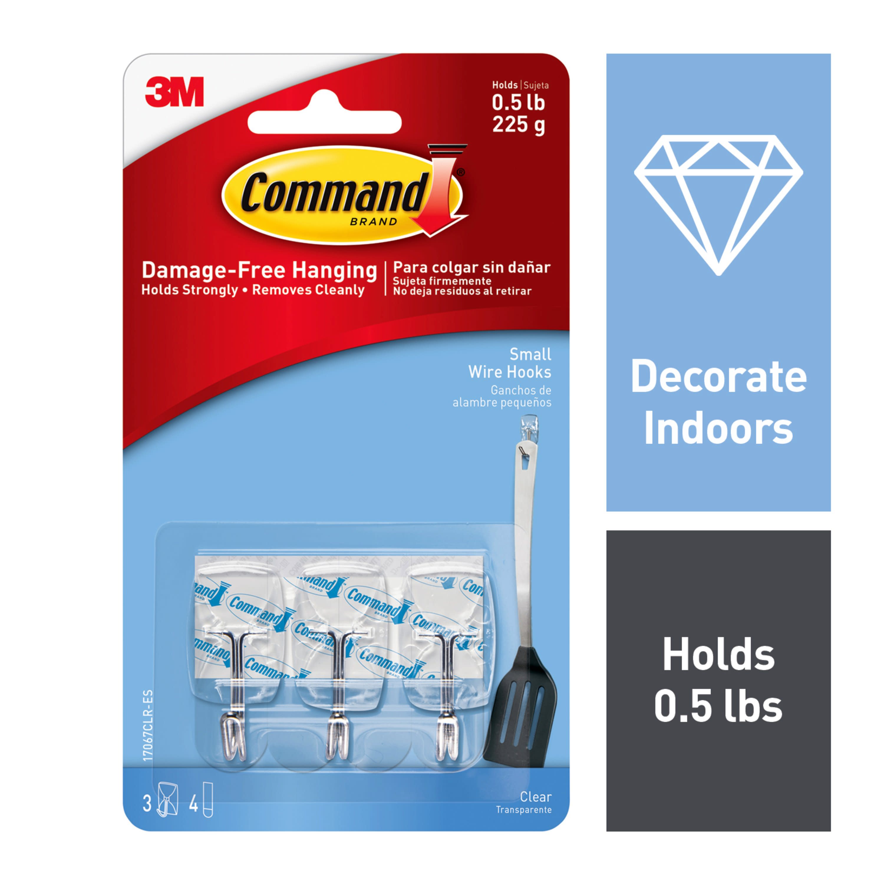 Command Small Wire Hooks, White, Holds up to 0.5 lbs, 4-Hooks, 5-Strips
