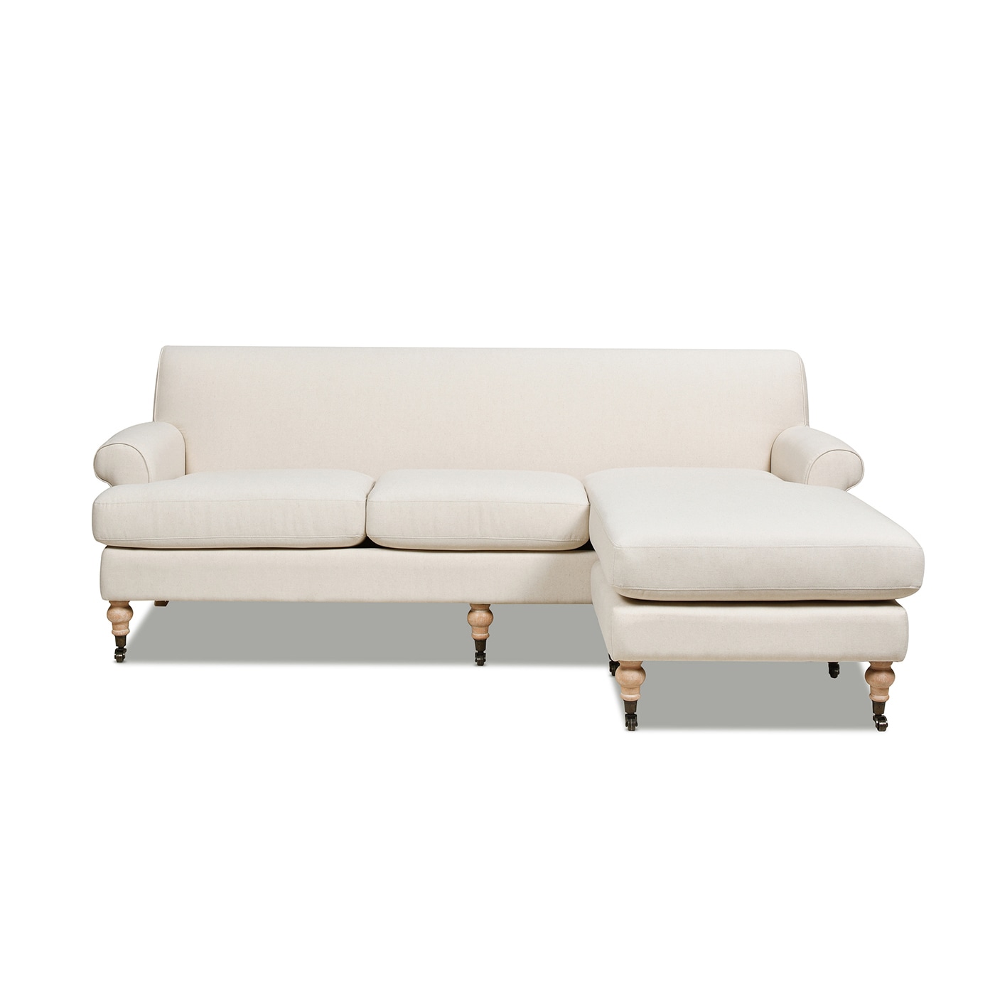 Jennifer Taylor Home 66190-MLB Alana Lawson Reversible Chaise 88-in Farmhouse Light Beige Linen 4 -seater Sectional