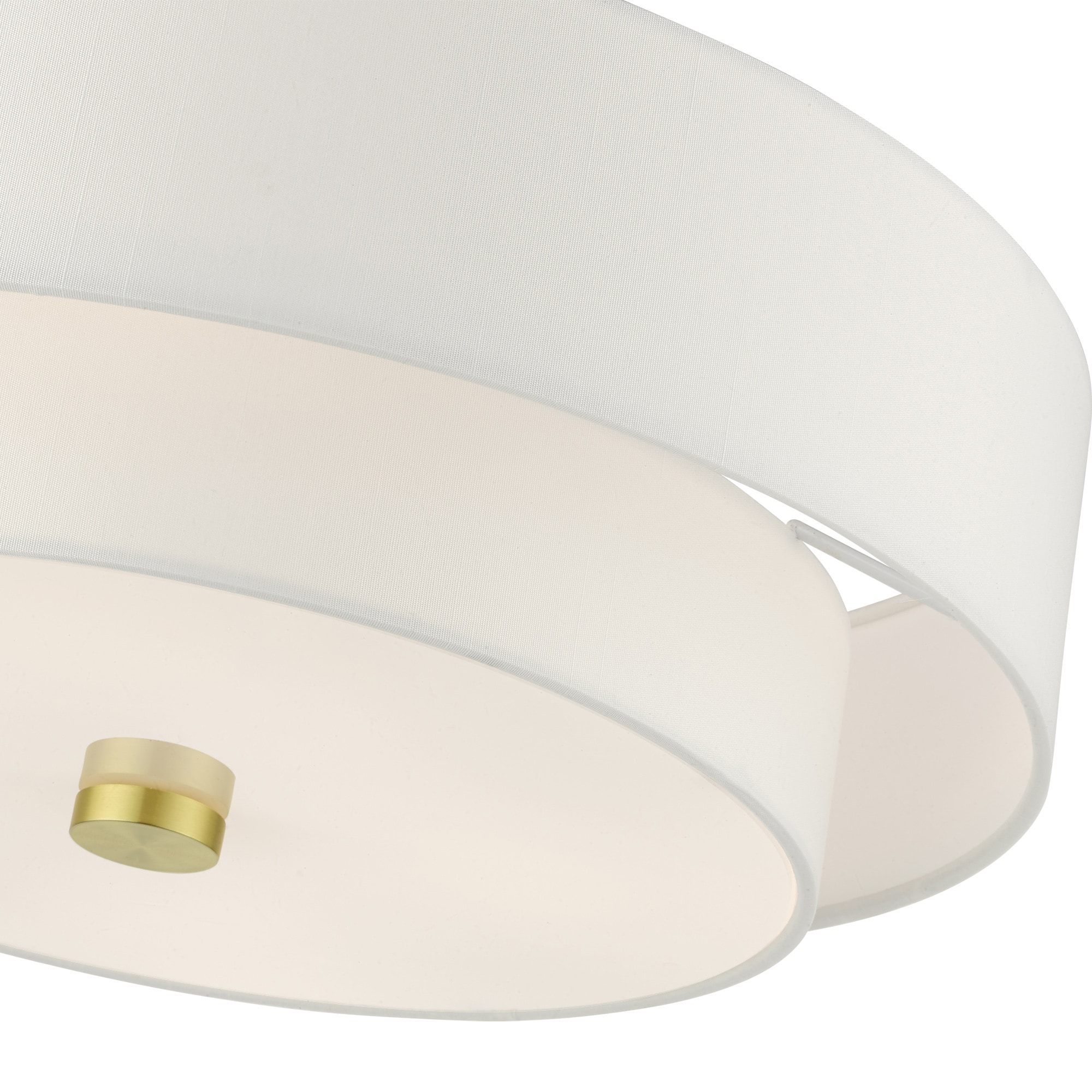Satin Brass 4-Light Indoor/Outdoor Semi-Flush Drum Mount with Off-White Shade