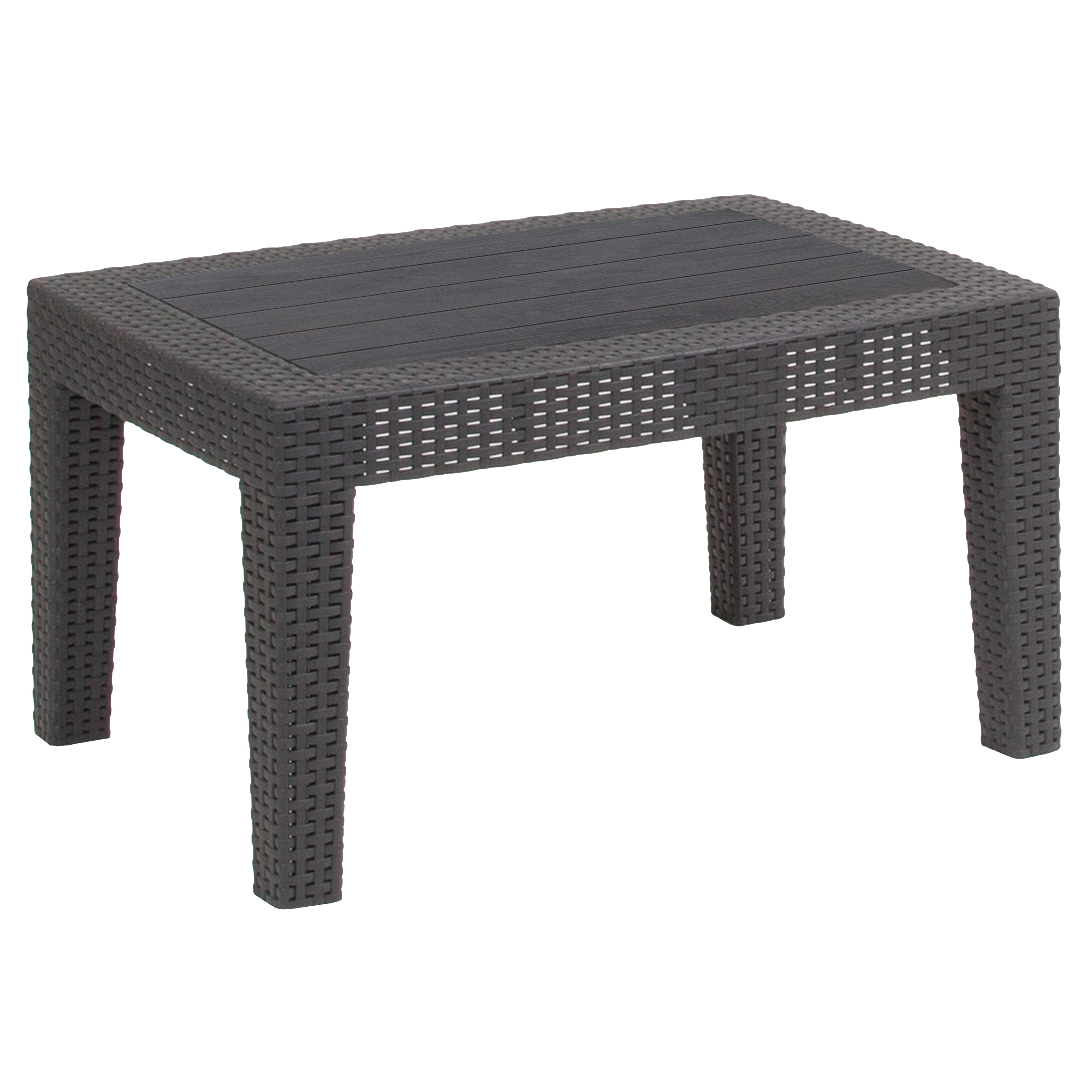 Flash Furniture 889142335450 Seneca Rectangle Outdoor Coffee Table 19.75-in W x 27.75-in L