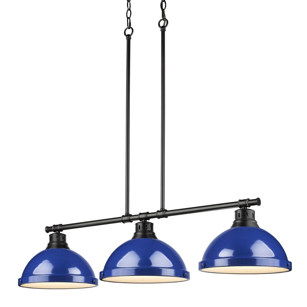 Golden Lighting 3602-3LP BLK-BE Duncan 3-Light Black Transitional Linear Kitchen Island Light