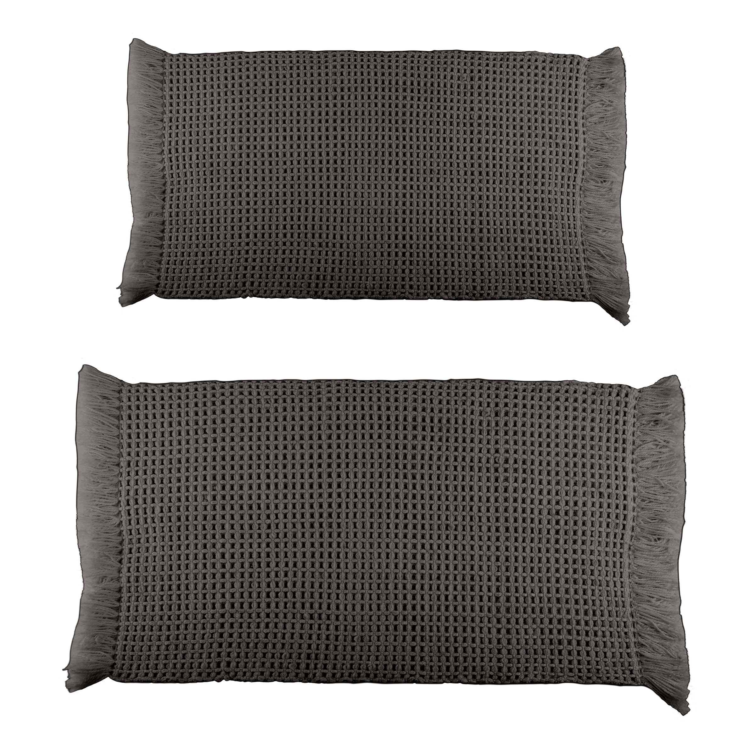 Lavish Home ST-BATH3-CHAR 21-in x 34-in Charcoal Cotton Bath mat set
