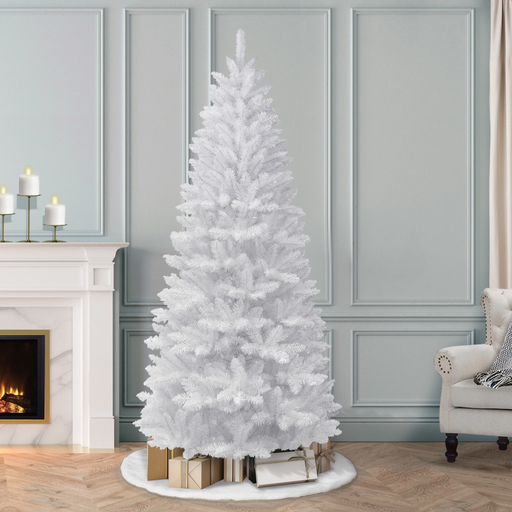 Puleo International 7-ft Pine White Artificial Christmas Tree in the ...