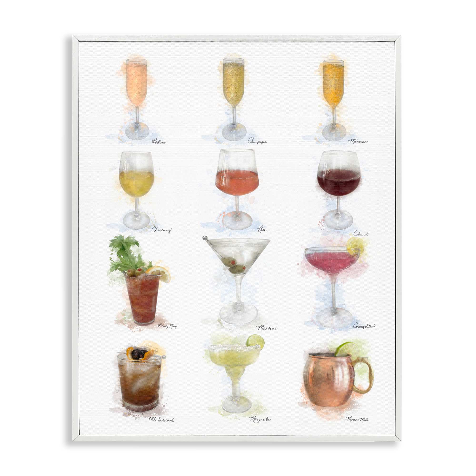Stupell Industries BS-515-WFR-24X30 Soft Artisanal Cocktails Menu White Framed Giclee Art By Matthew Piotrowicz 24 x 30