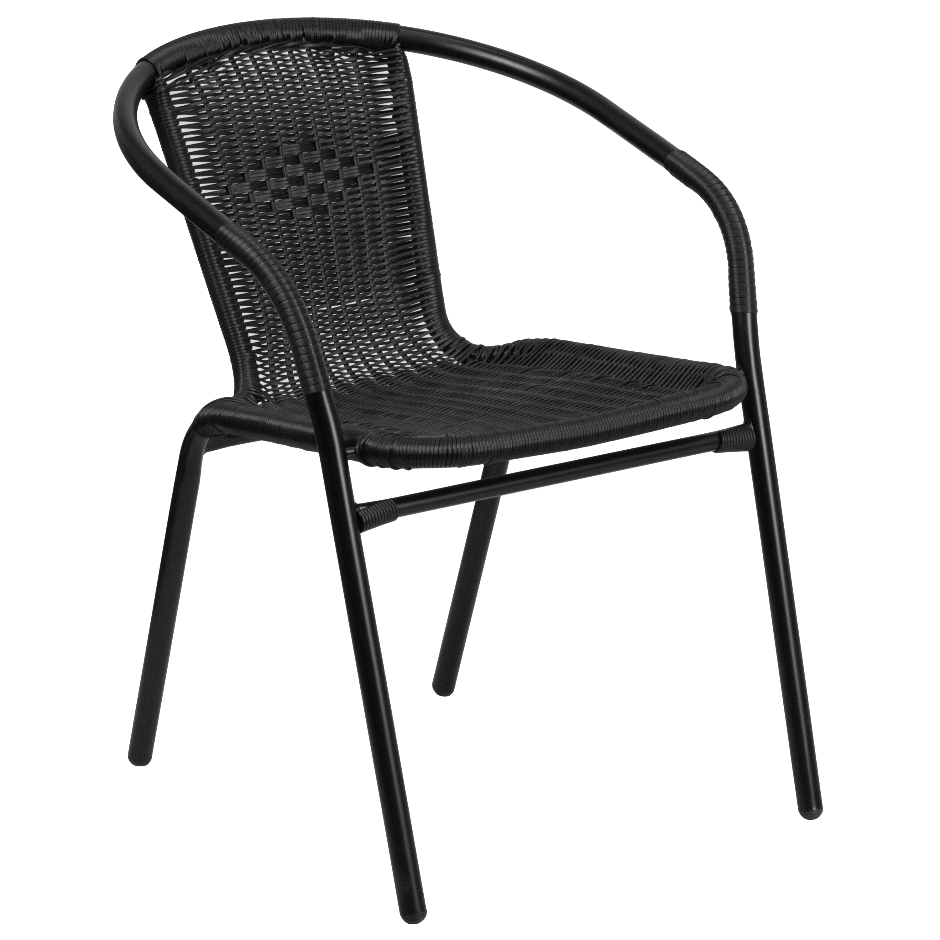 Clear Glass and Black Rattan 3-Piece Bistro Set