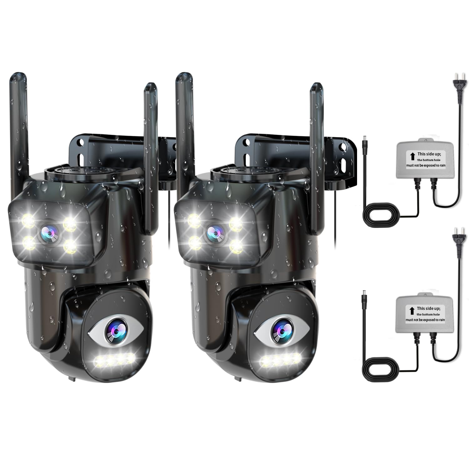 Vrbgify  Outdoor Security Cameras WiFi Dual Lens 2K Ultra HD Motion Tracking Night Vision Weatherproof durable home and garden accessory