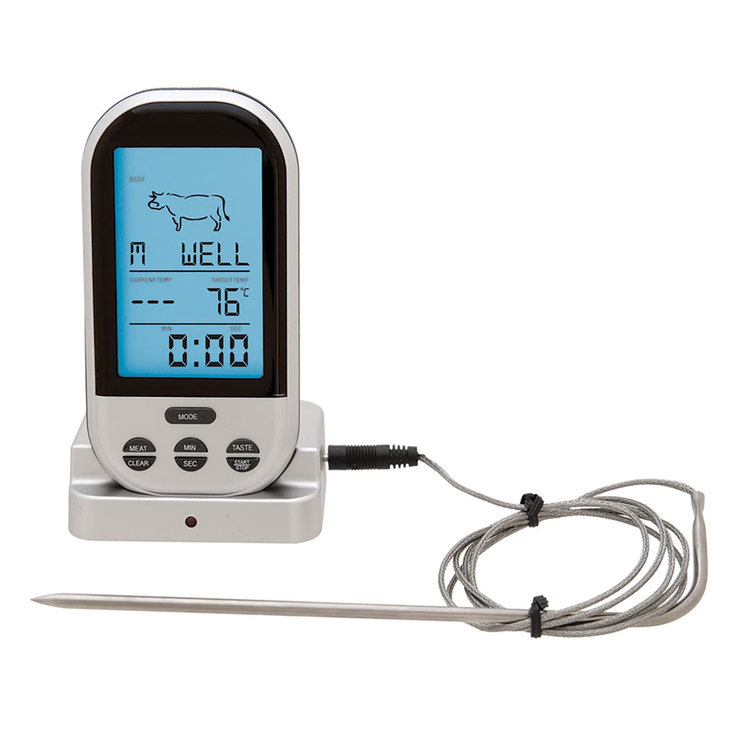 Bios Medical Silver Wireless Meat Thermometer - Digital Probe with Timer, Manual  Temperature Setting, and Temperature Alarm - Perfect for Grilling and  Cooking in the Meat Thermometers department at