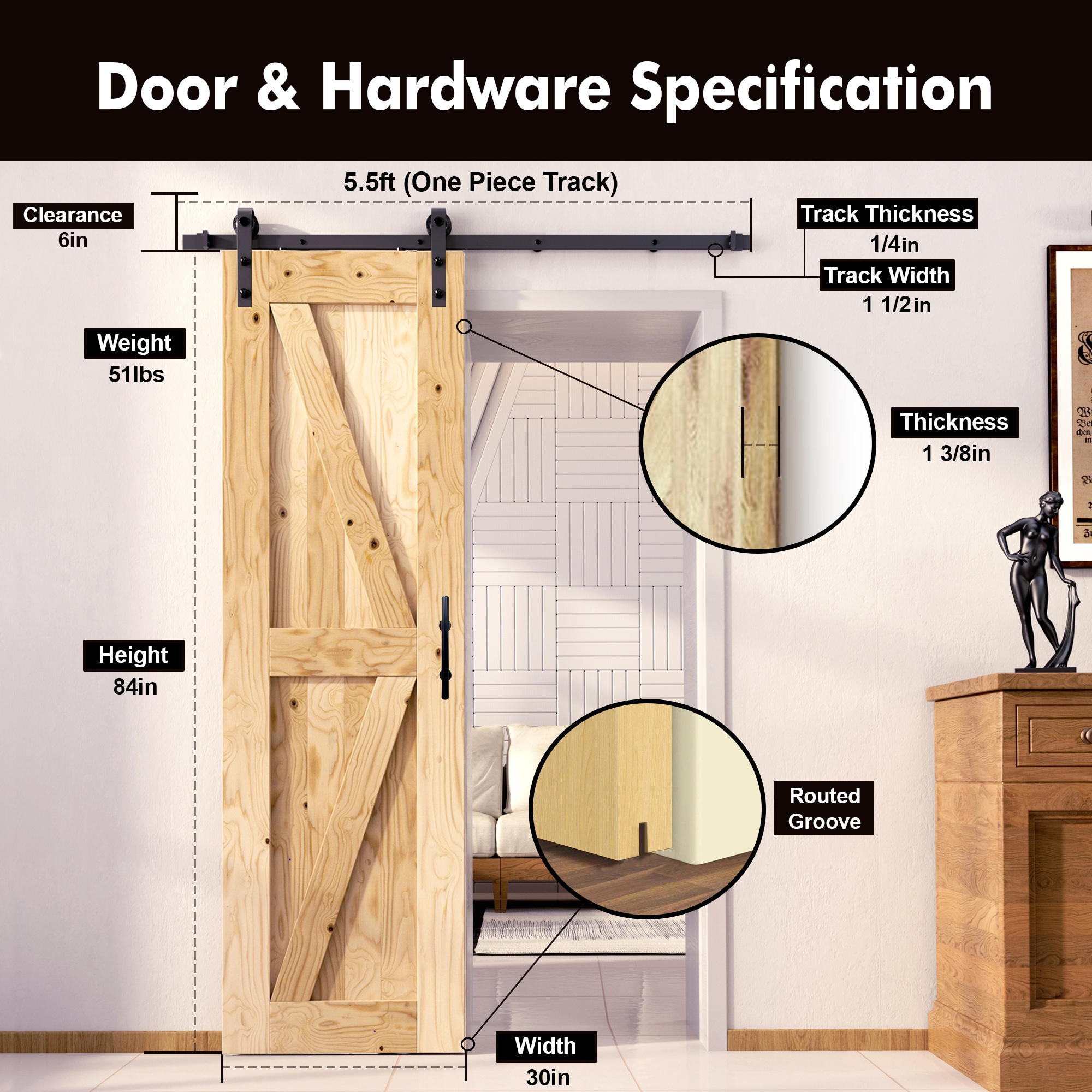 HOMACER YT1TGH066C-3084-FR Barn-Doors - View #2