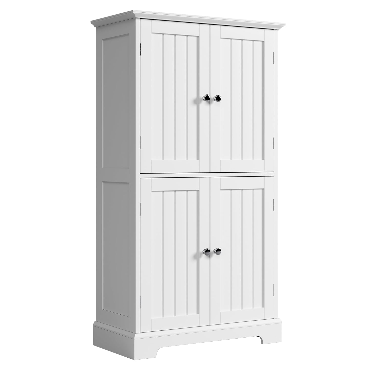 Fredees Freestanding Bathroom Floor Storage Cabinet with 4 Doors and Adjustable Shelves in White Finish