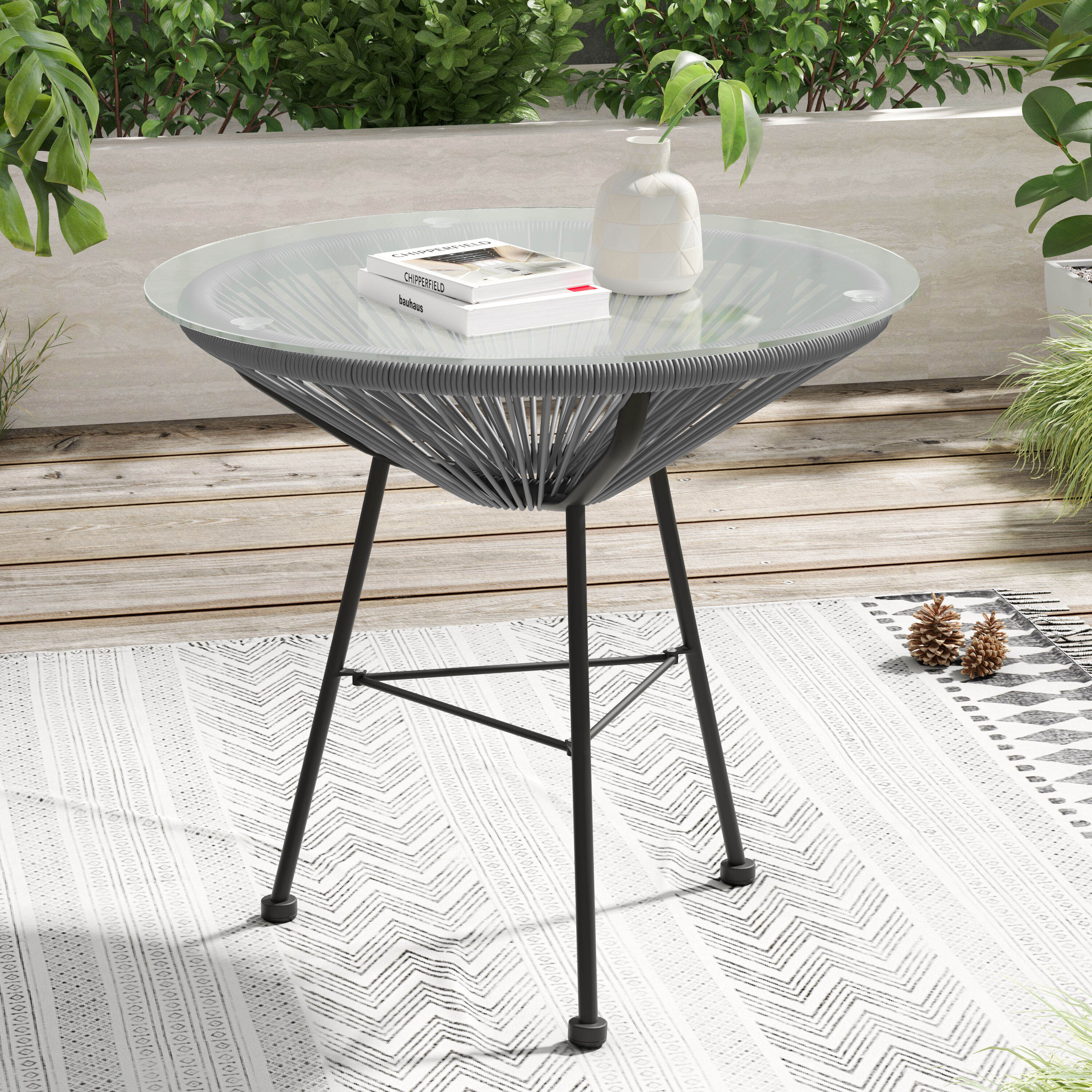 Octans SL2C00254 OCTANS Round Wicker Outdoor End Table 17.75-in W x 17.75-in L