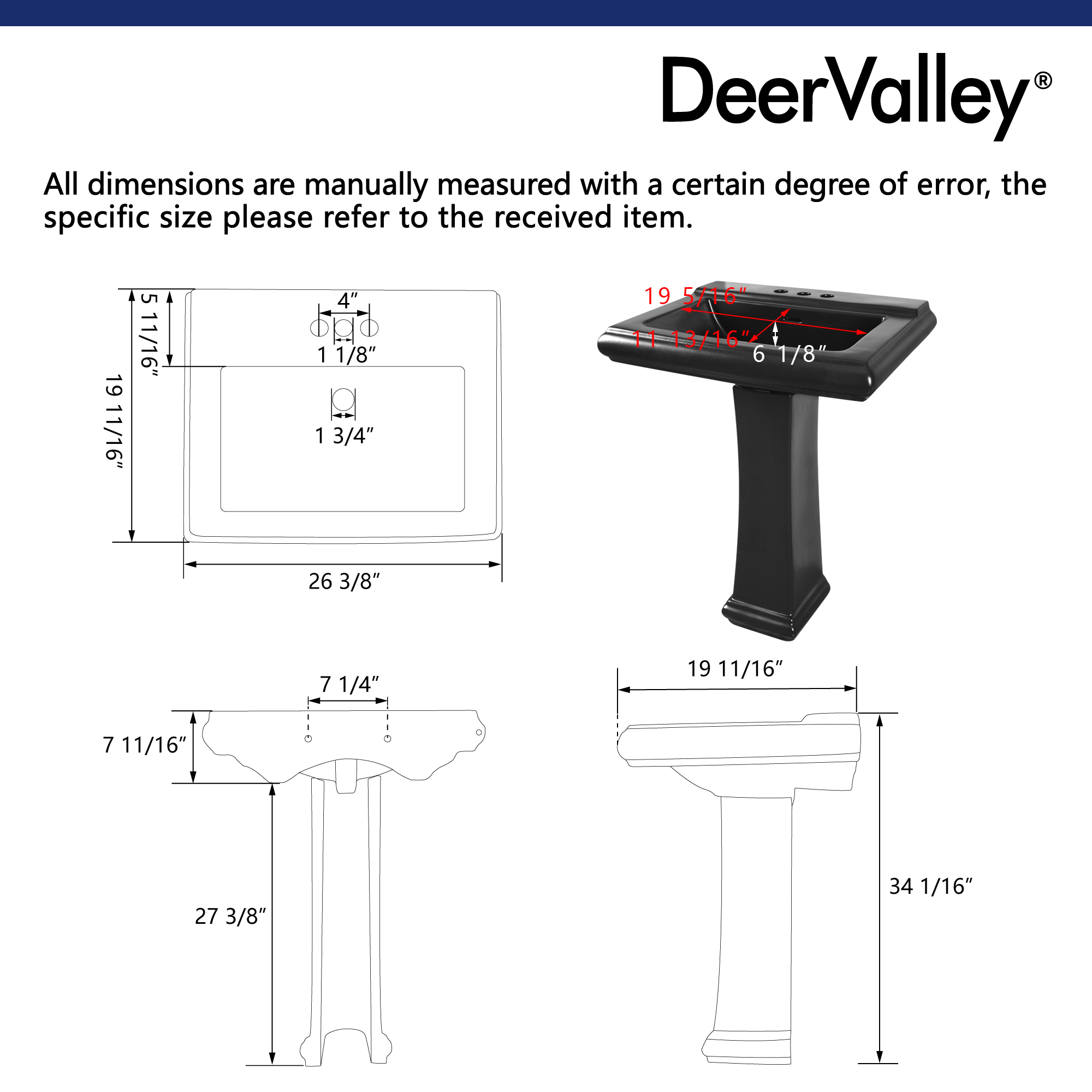 DeerValley DV-1P521B Complete-Pedestal-Lavatories - View #9