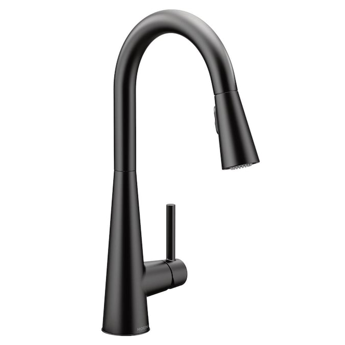 Moen Sleek Matte Black 1-Handle Deck-Mount High-Arc Handle Kitchen Faucet (Deck Plate Included)