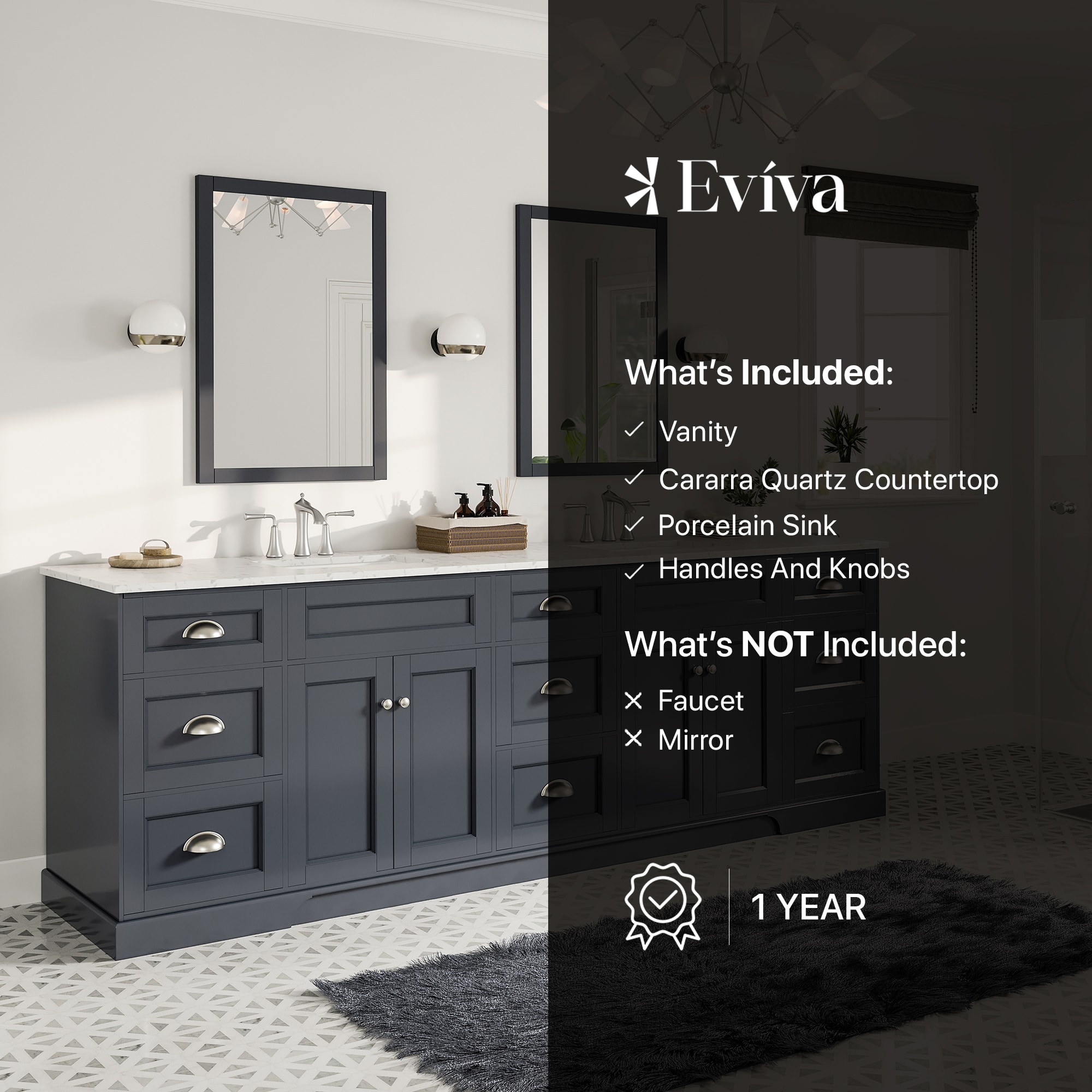 Eviva EVVN666-96CGR Bath-Vanity-Combo - View #7