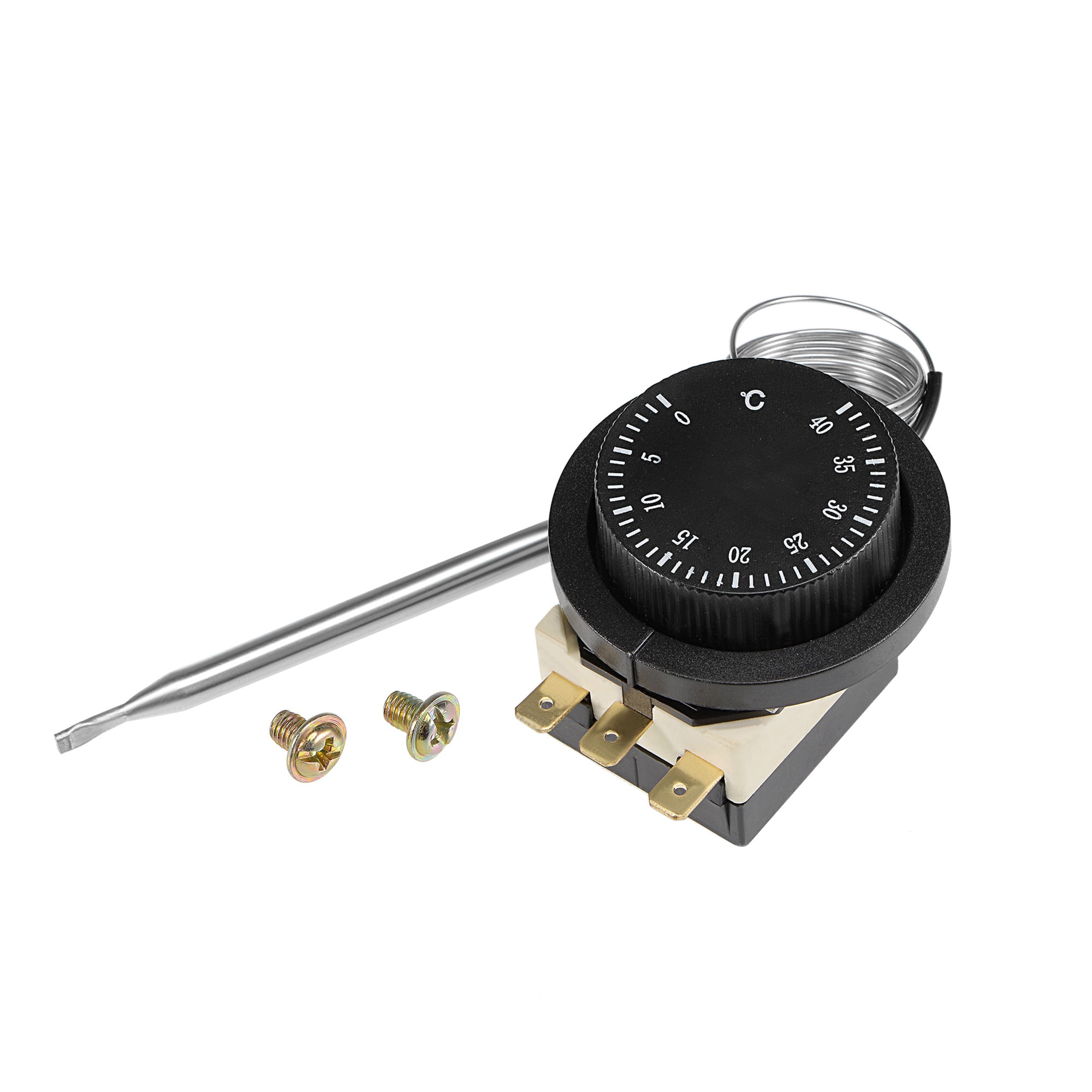 Unique Bargains 1NO 1NC 250/380V 16(2)A 0-40C Temperature Control Switch Capillary Thermostat for Oven Refrigerator Heater 1.5m Length with 2 Screws #S26011400UX8380