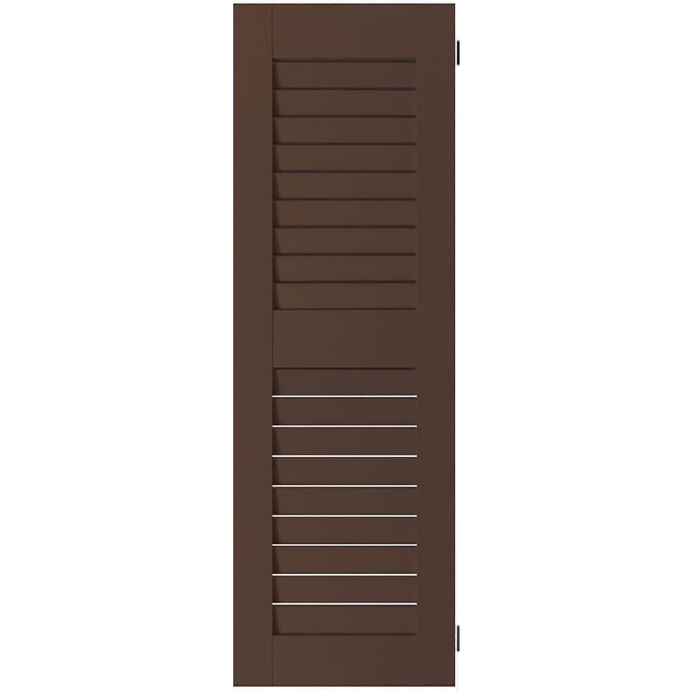 Ekena Millwork RWL15X031TBP 15-in W x 31-in H Tudor Brown Louvered Wood Exterior Shutters ( 2 -Pack )