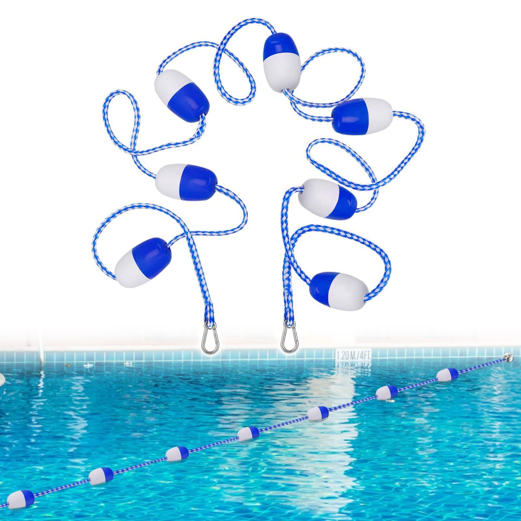 Wudkey 16ft-20ft Adjustable Pool Divider Rope with Floats for Swimming Pool Safety Boundary