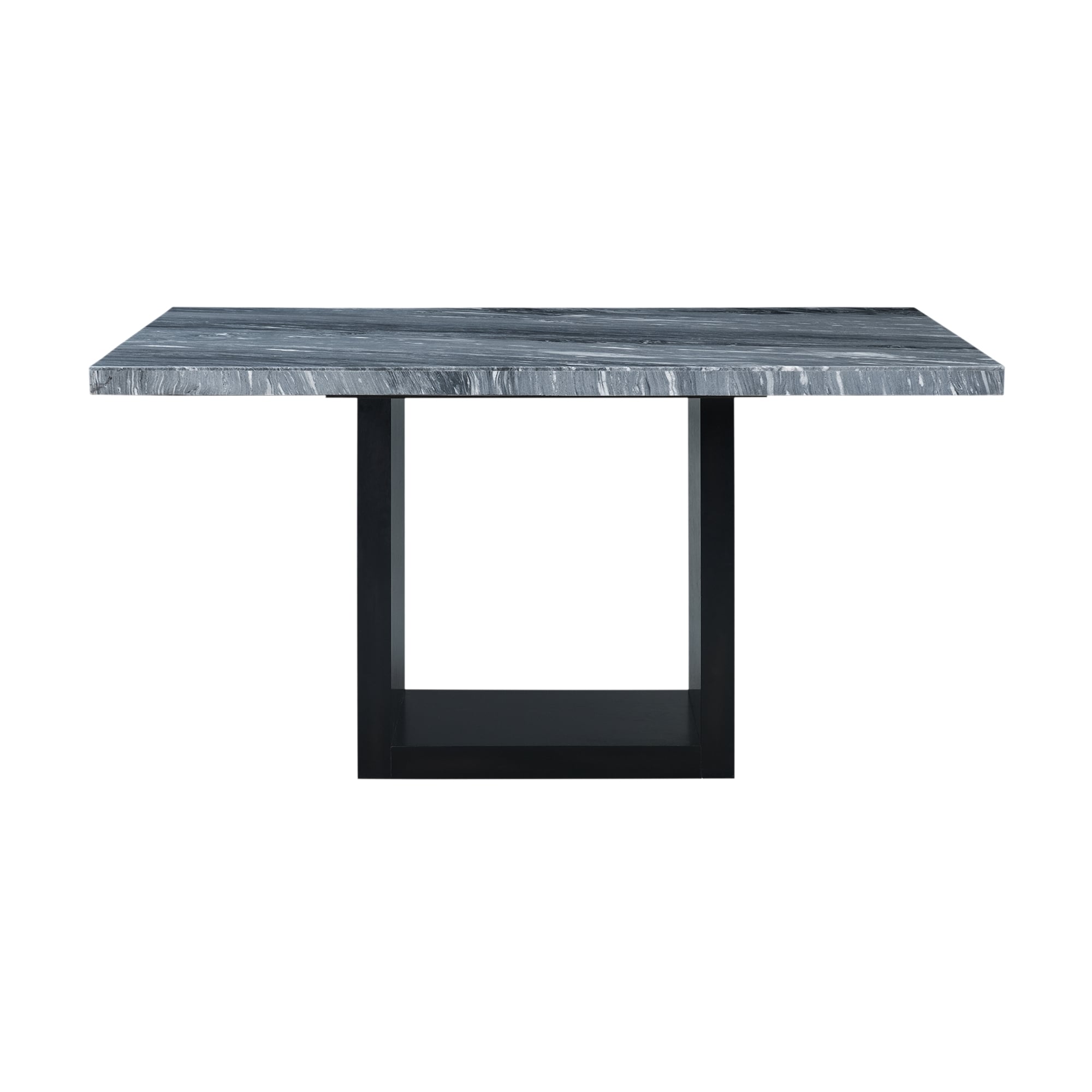 Gray Marble and Black Wood Rectangular Counter Height Table