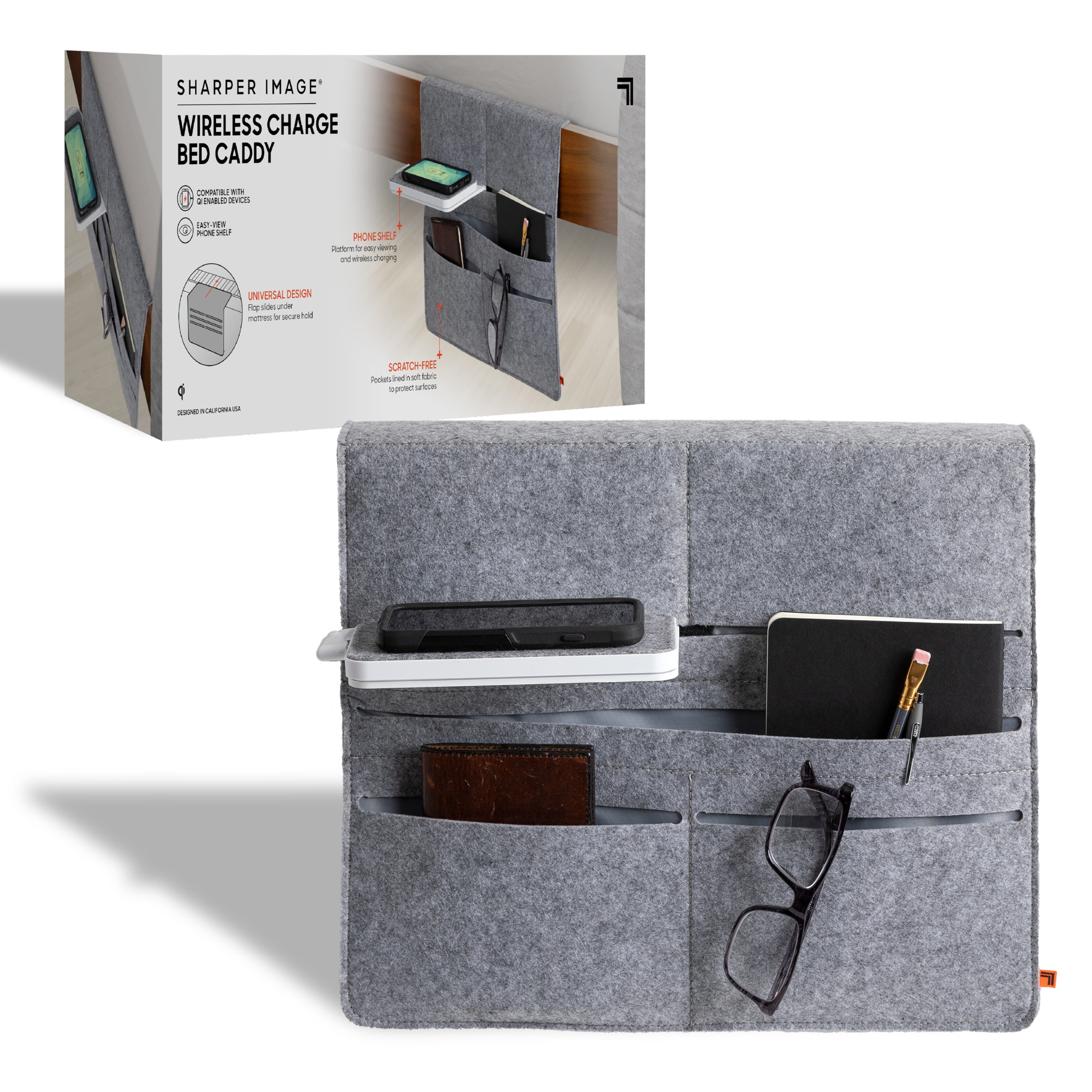 4smarts Pocket Organizer & Wireless Charger 15W grey/creme