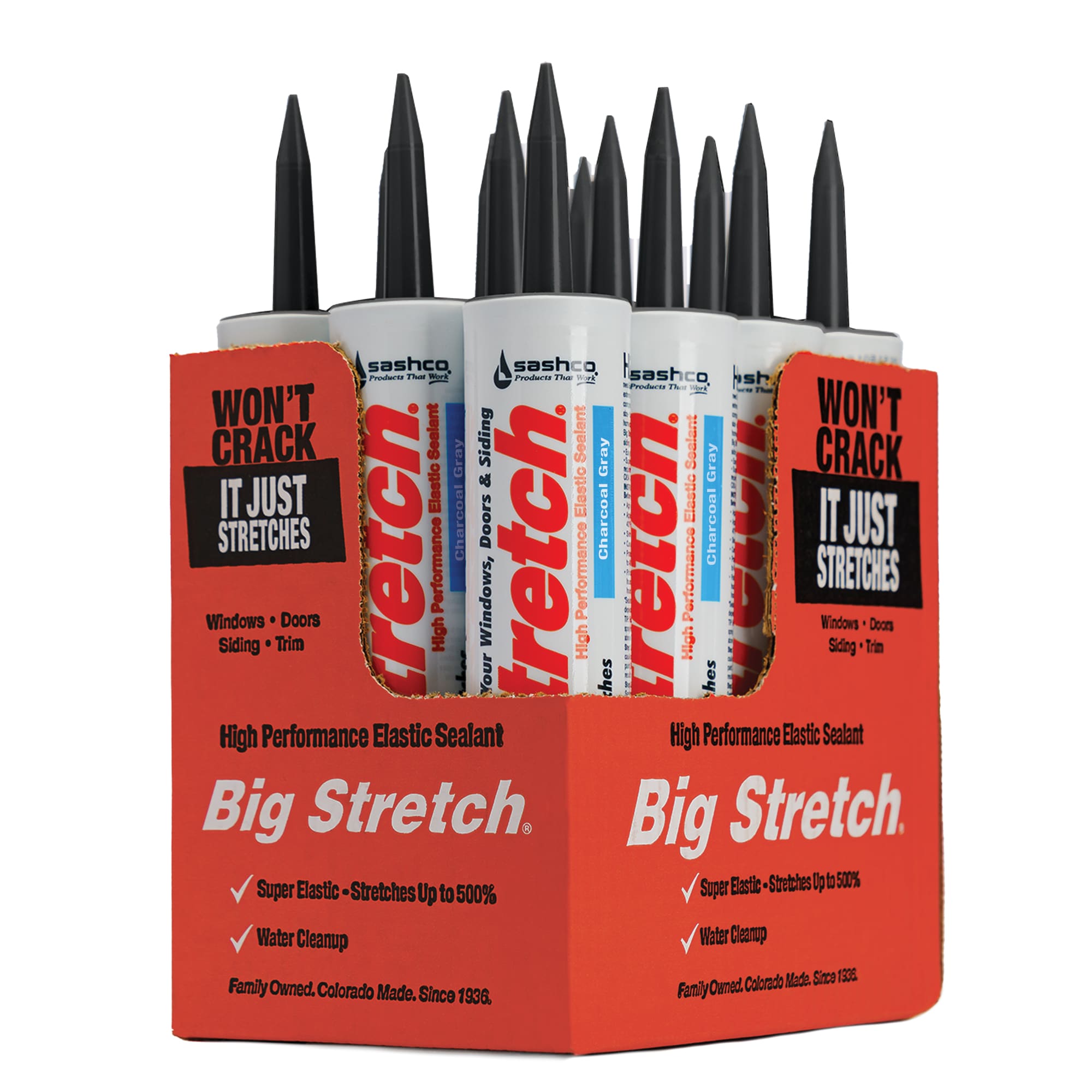 Sashco 10084 Big Stretch 12 -Pack 10.5-oz Window door Charcoal Gray Paintable Latex Caulk