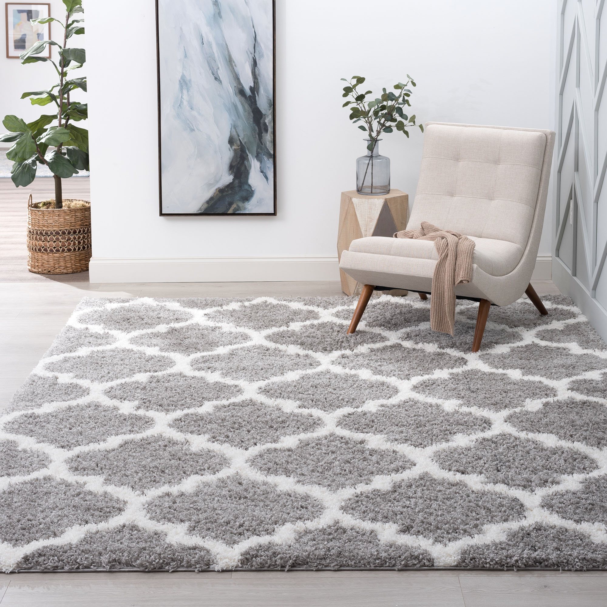 Tayse Rugs Plush Grip Gray 8 ft. x 10 ft. Solid Indoor Rug Pad