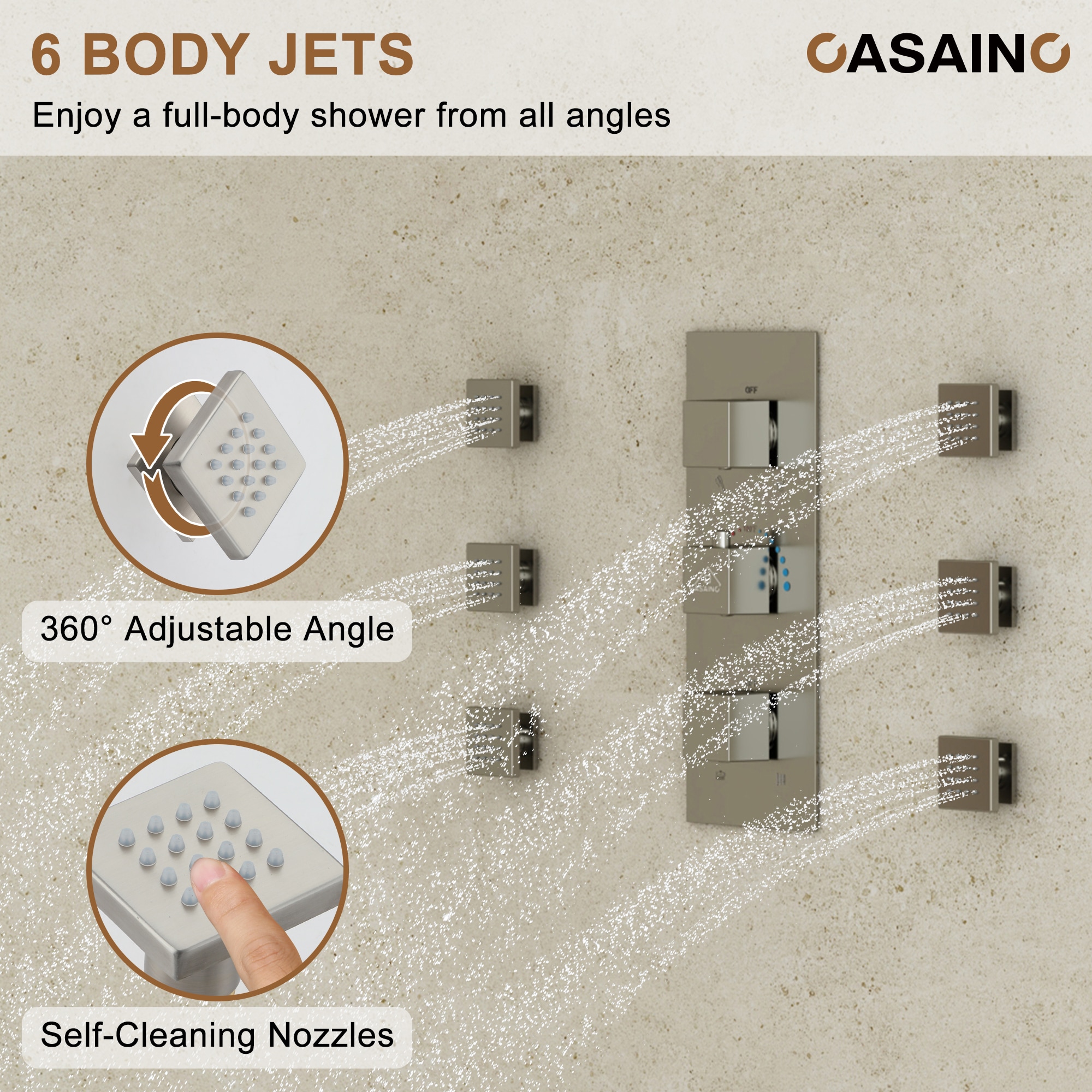 CASAINC KCHS0019-16BN Showerhead-Bar-Panels - View #8