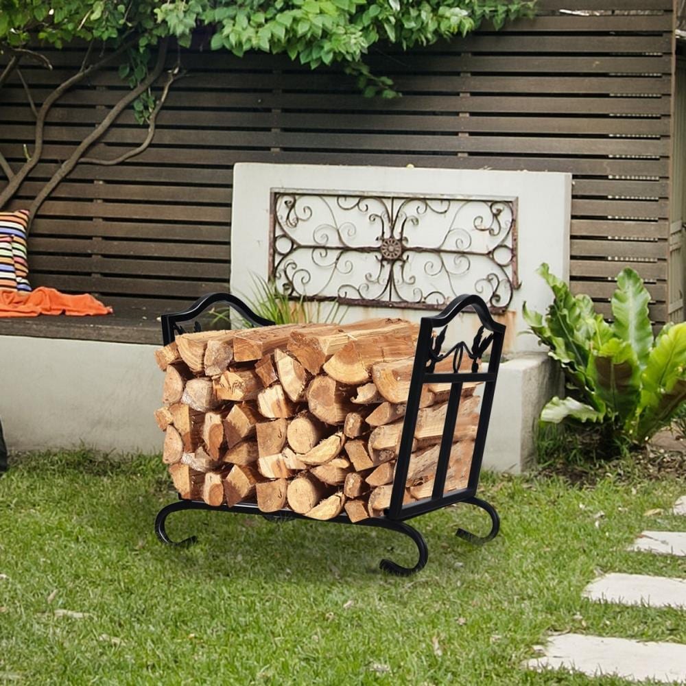  MOFEEZ Outdoor Firewood Log Storage Rack 2x4 Bracket Kit,  Fireplace Wood Storage Holder, Adjustable to Any Length - Silver Black, Two  Bases : Patio, Lawn & Garden
