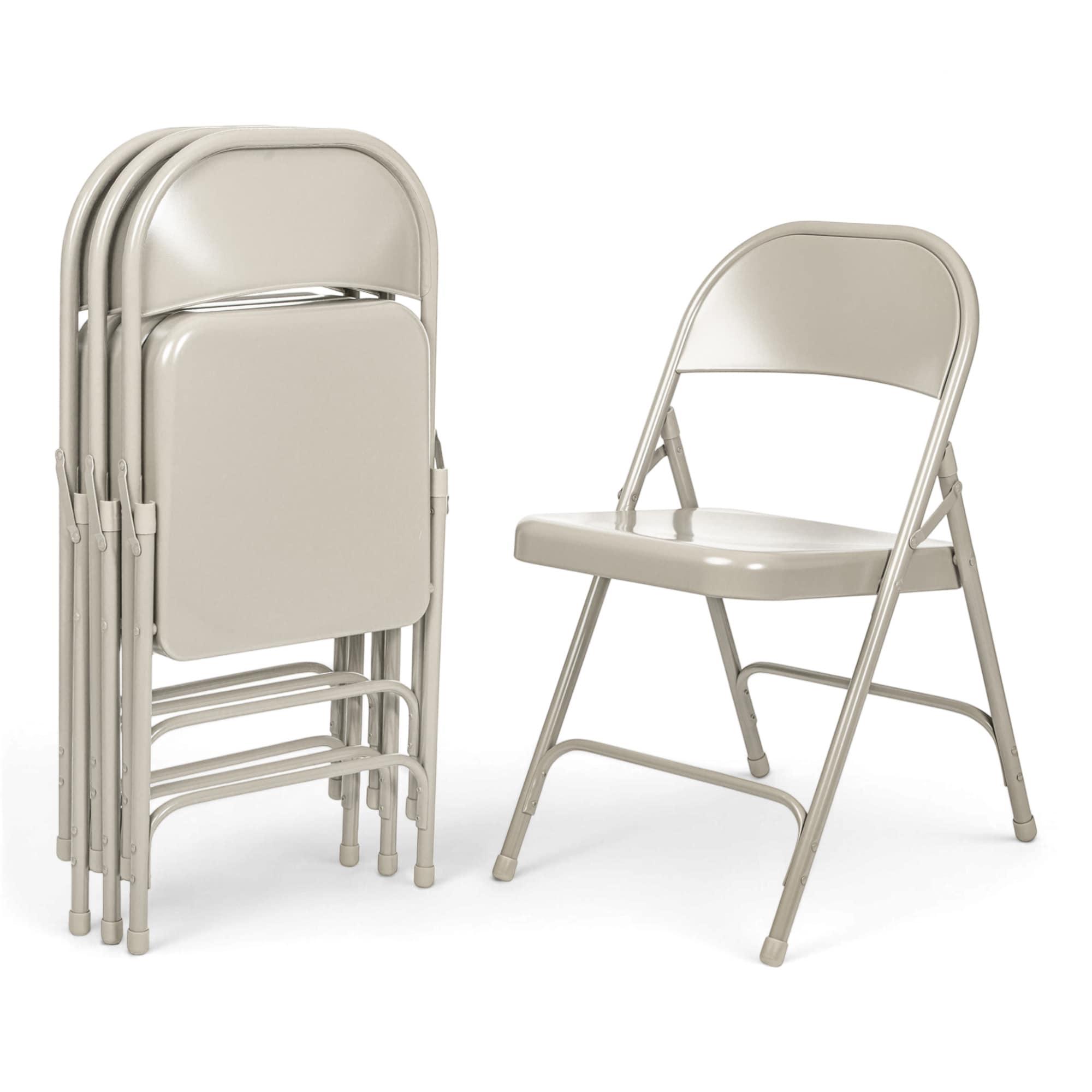 Hampden Furnishings 4 -Pack Gray Metal Frame Metal Seat Indoor/Outdoor Standard Folding Chair 500-lb Weight Cap