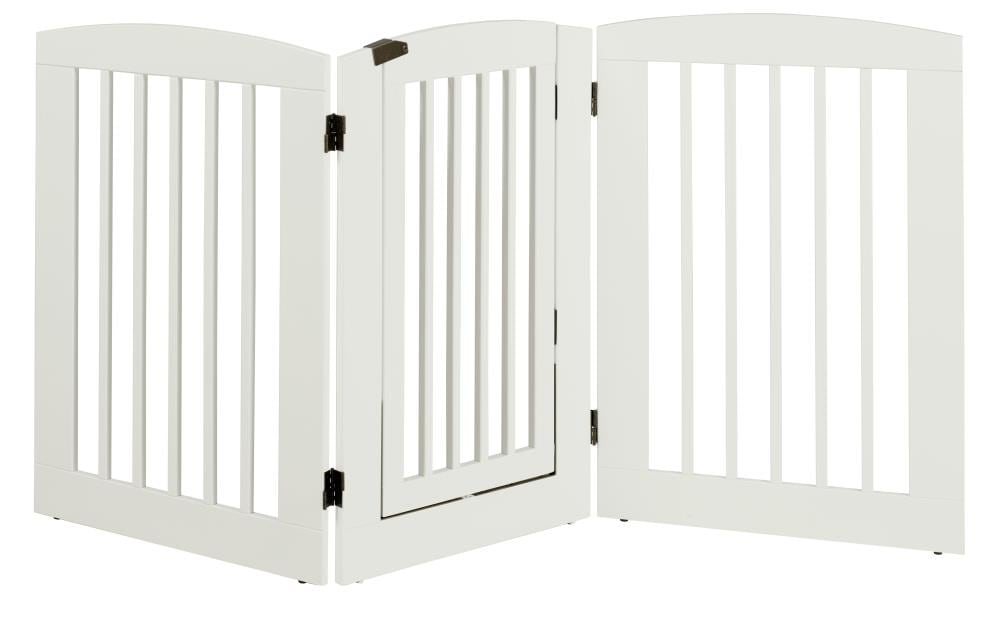 Camaflexi Freestanding Expandable White Wood Pet Gate in the Pet Gates ...