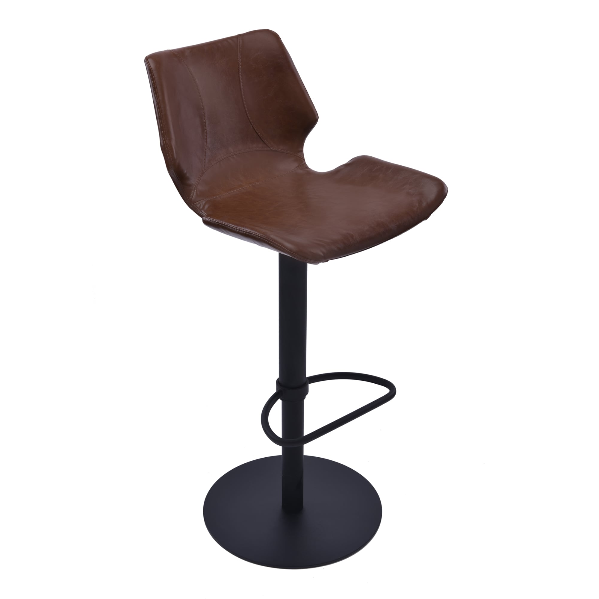 Armen Living LCZUBAVCBL Zuma Vintage Coffee 43.0-in H Adjustable Height Tall Bucket seat Upholstered Swivel Metal Bar Stool and Back