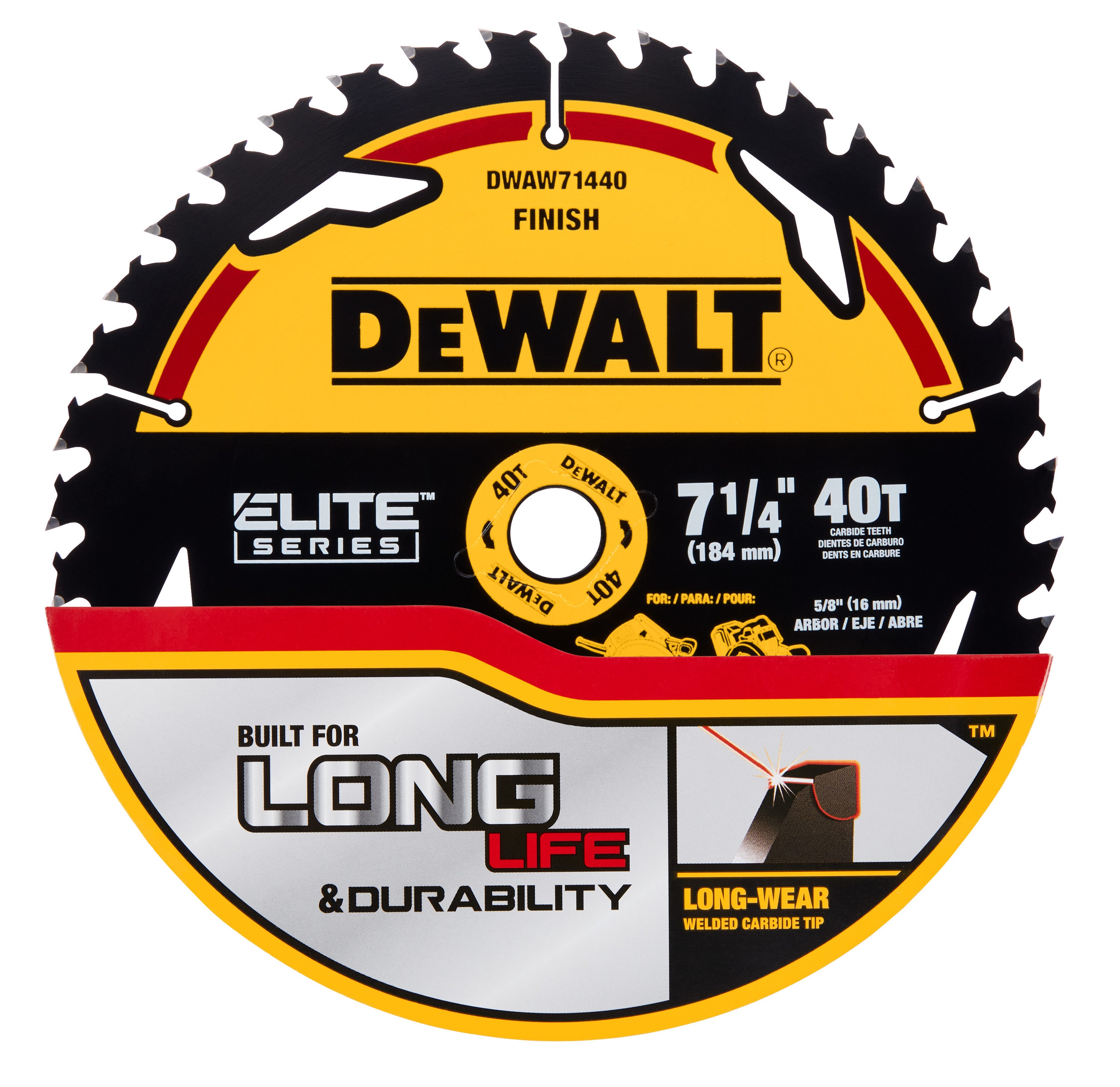 bypass kun øre DEWALT ELITE SERIES 7-1/4-in 40-Tooth Fine Finish Tungsten Carbide-tipped  Steel Circular Saw Blade in the Circular Saw Blades department at Lowes.com