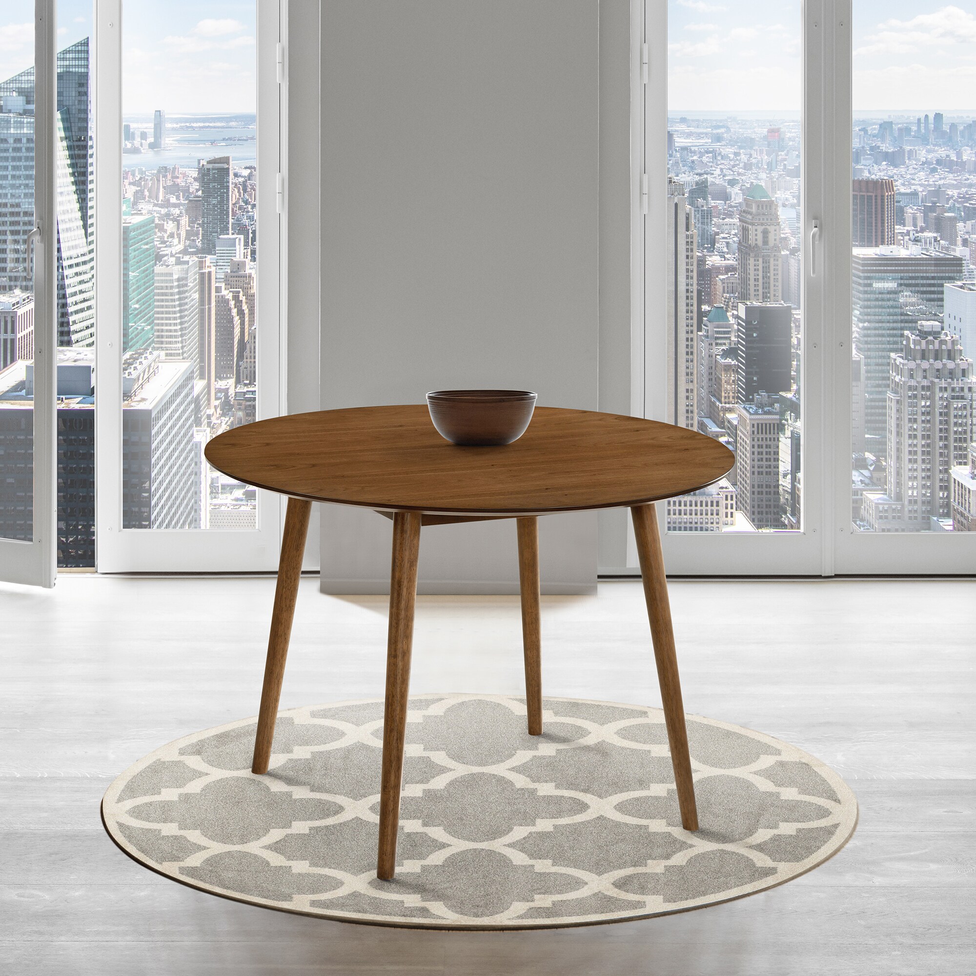 Arcadia 42" Round Walnut Wood Contemporary Dining Table