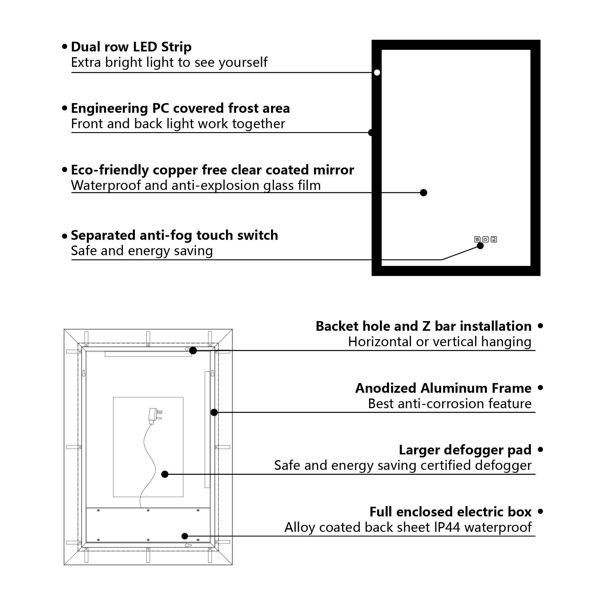 WELLFOR W7MRL4032 Framed-Bath-Mirrors - View #12