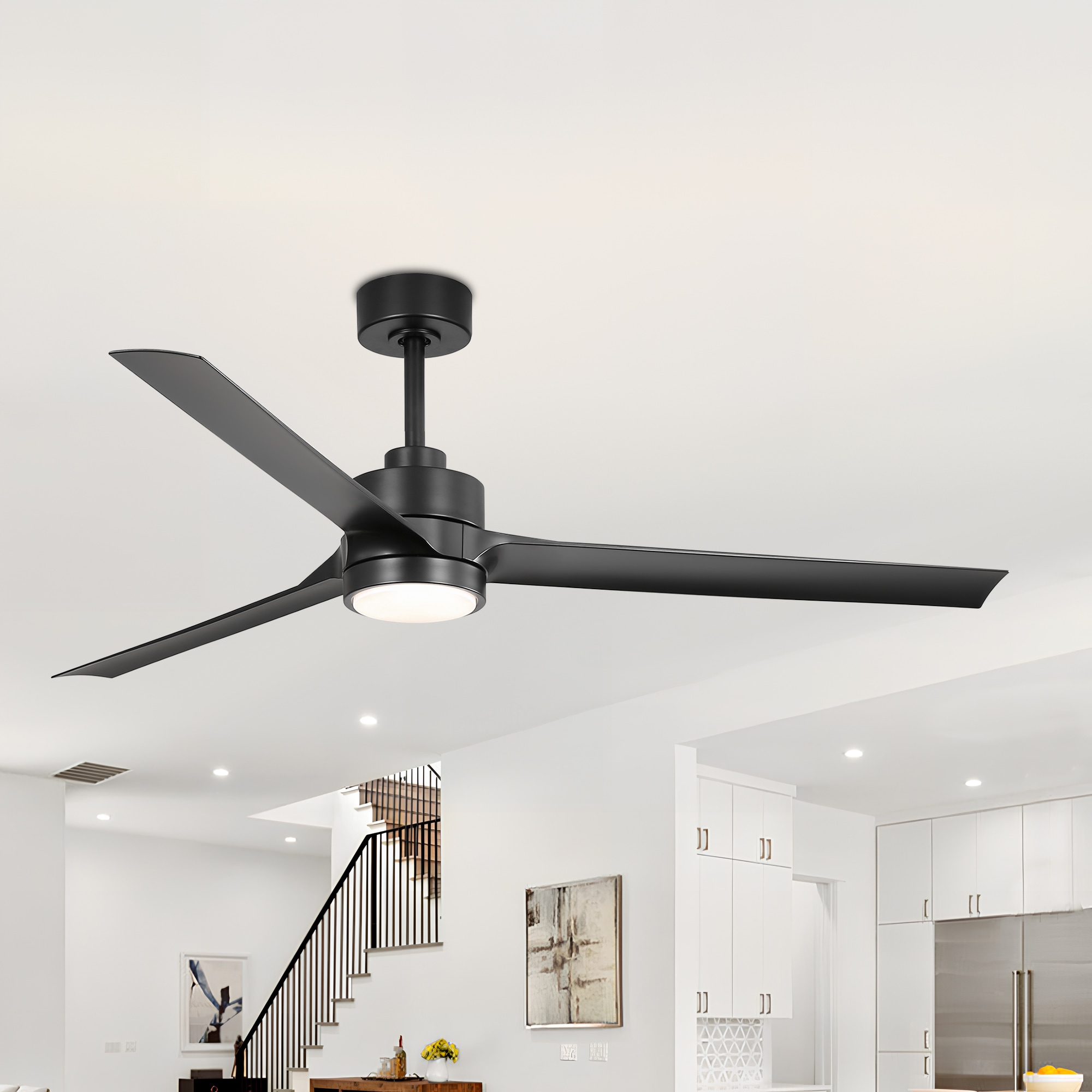Breezary 24021-ORB 60-in Color-Changing Integrated LED Black with ABS Blades Propeller Ceiling Fan With Light - Remote Included ( 3 -Blade )