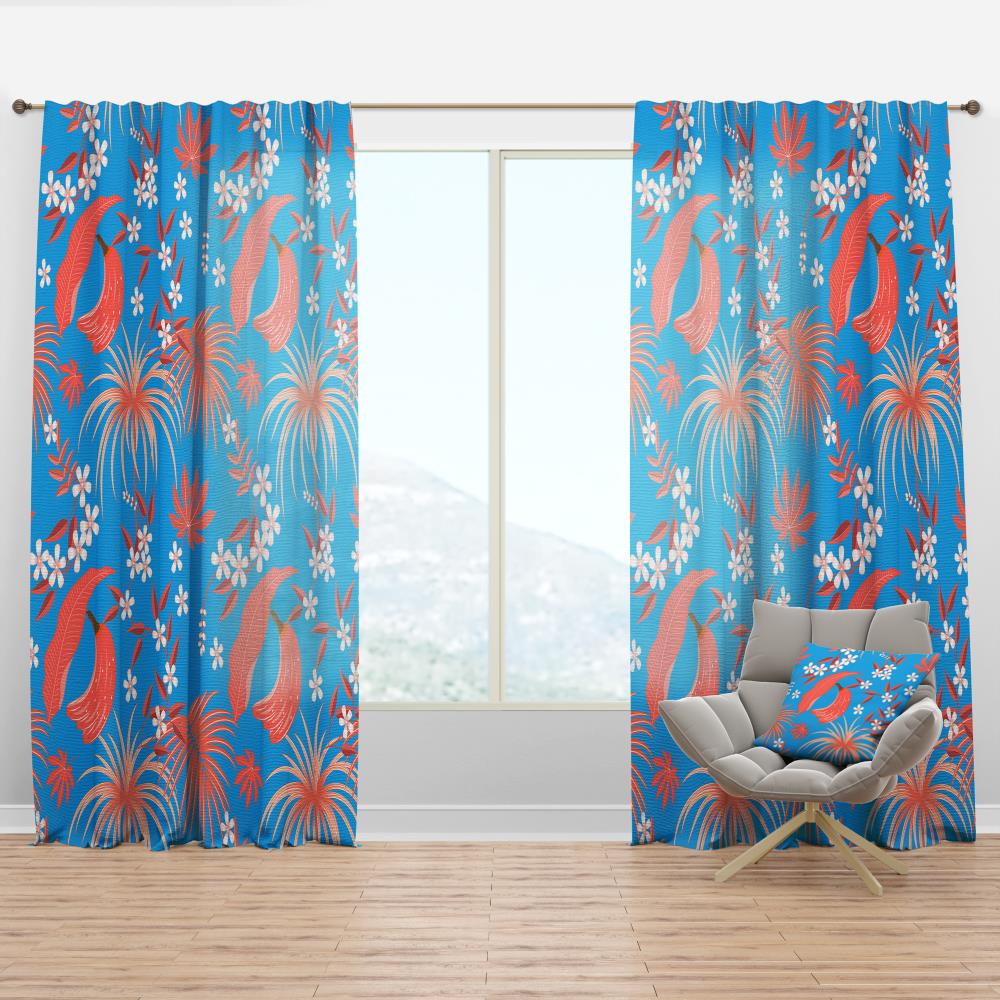 Designart CTN24350-52-90 90-Inches Blue Abstract Room darkening Thermal lined Rod pocket Single curtain panel