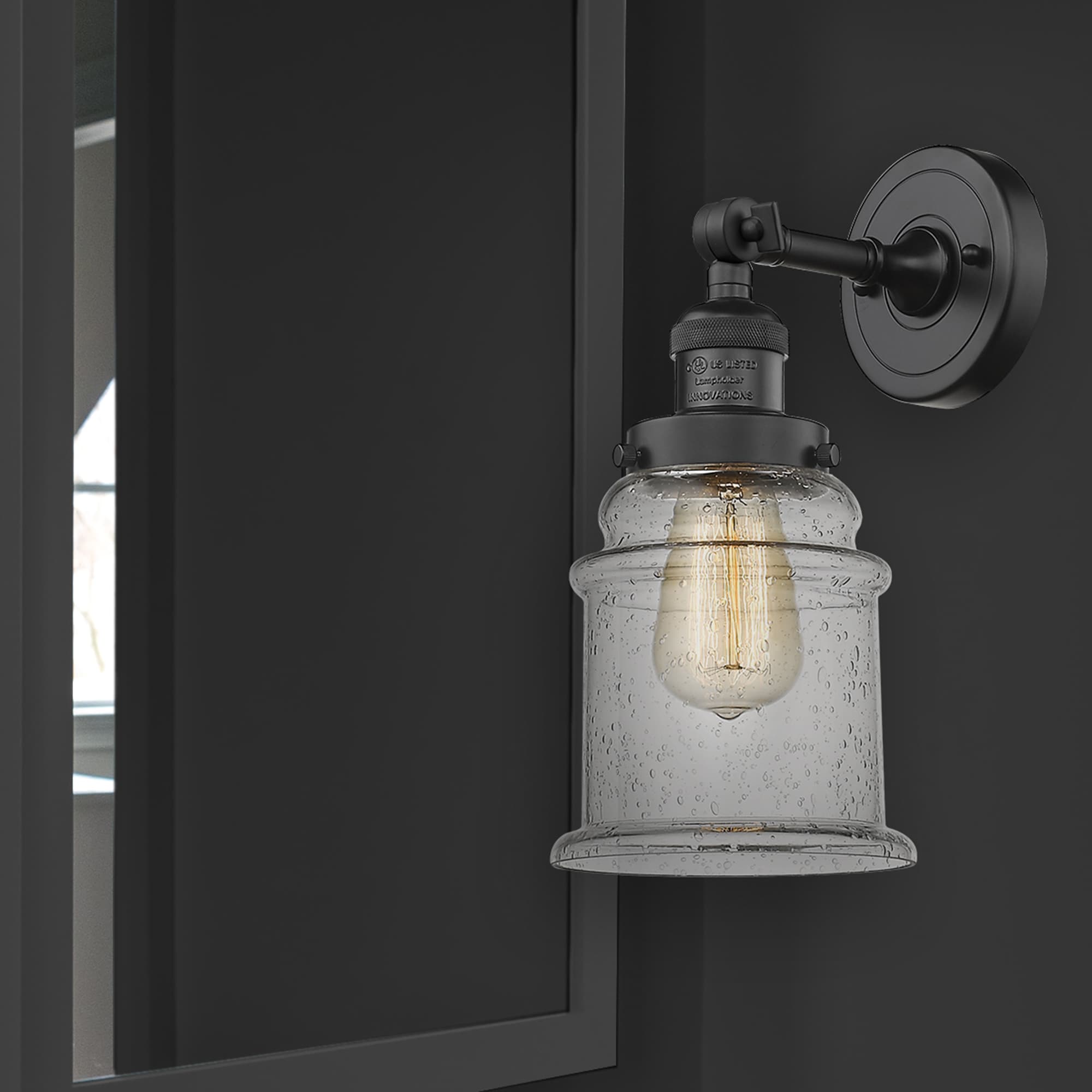 Innovations Lighting 203-BK-G184 Canton 6.5-in W 1 -Light Matte Black Industrial Wall Sconce