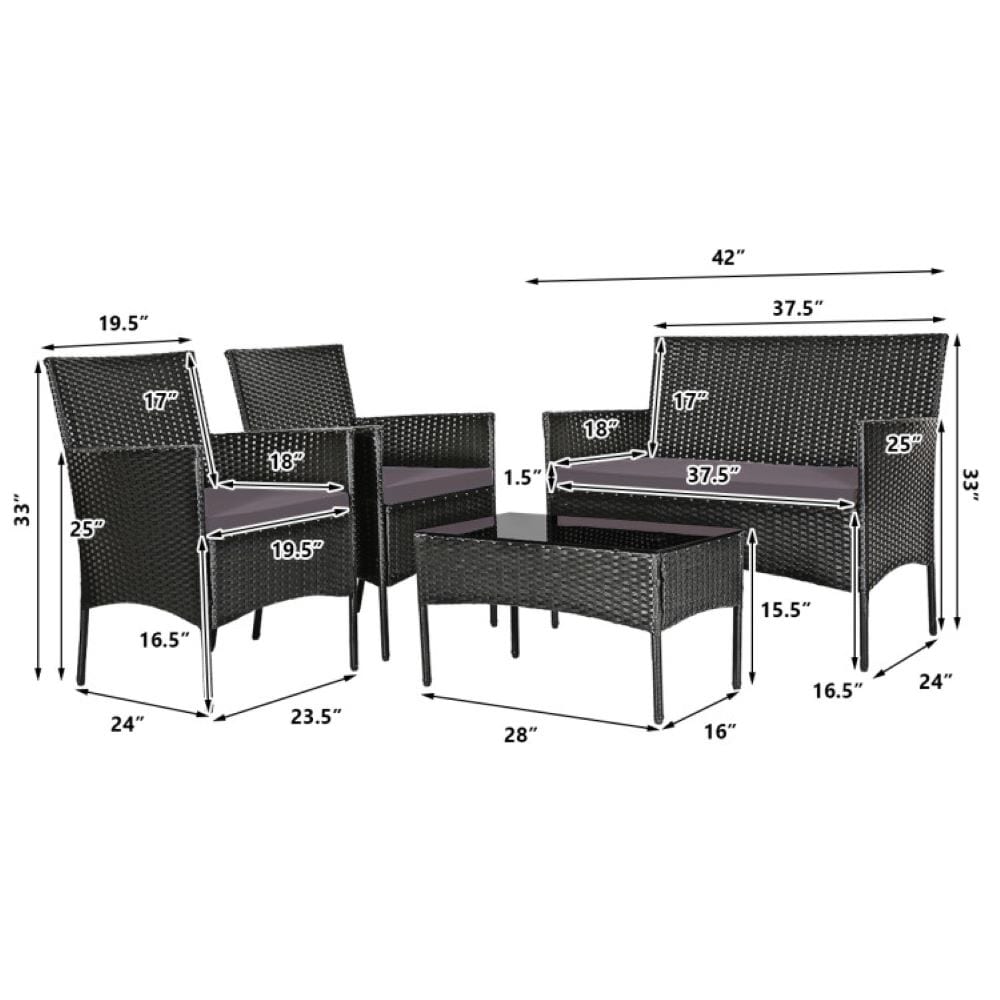 Forclover HYFC-5357WH-GR Patio-Conversation-Sets - View #5