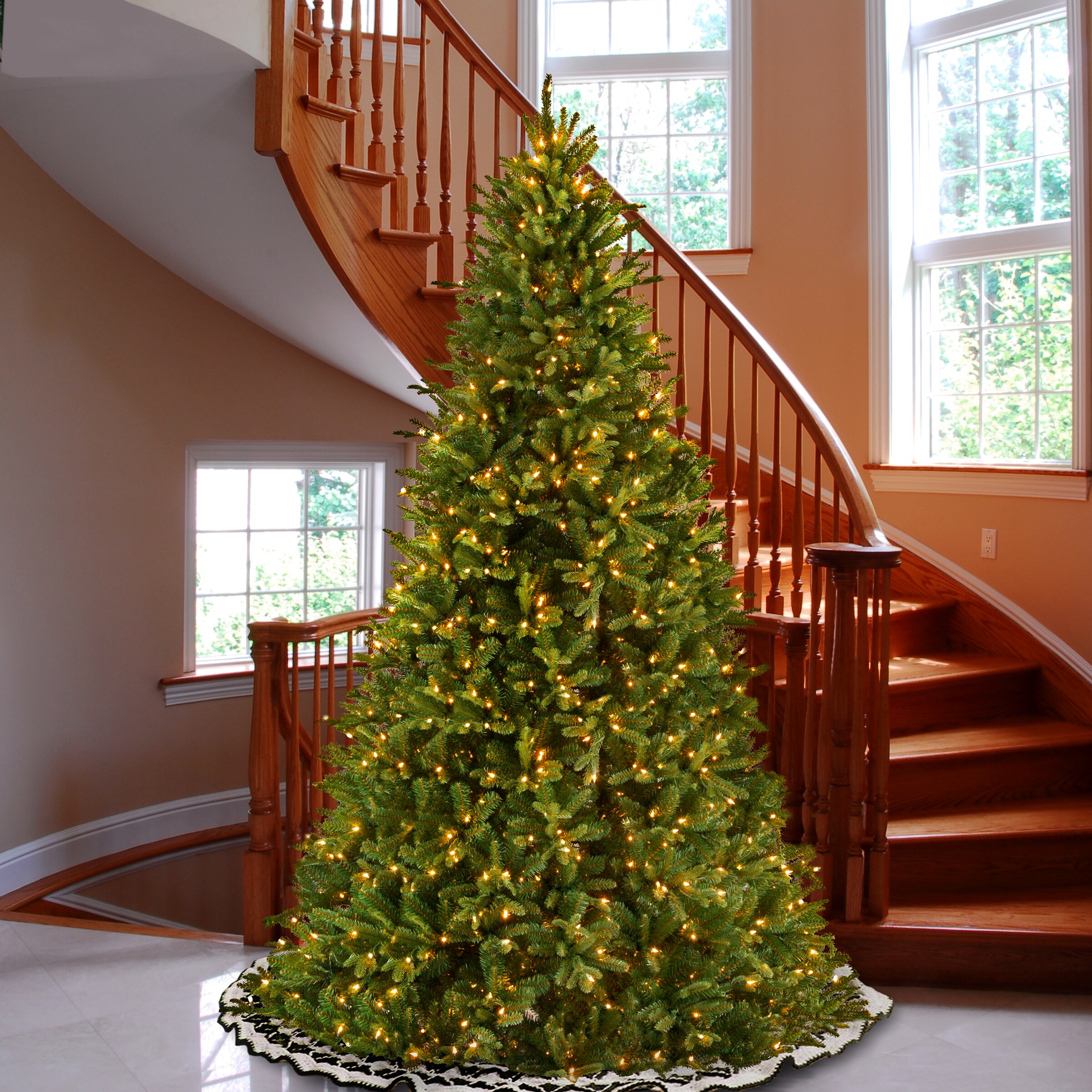 National Tree Company 9-ft Tiffany Fir Pre-lit Artificial Christmas ...